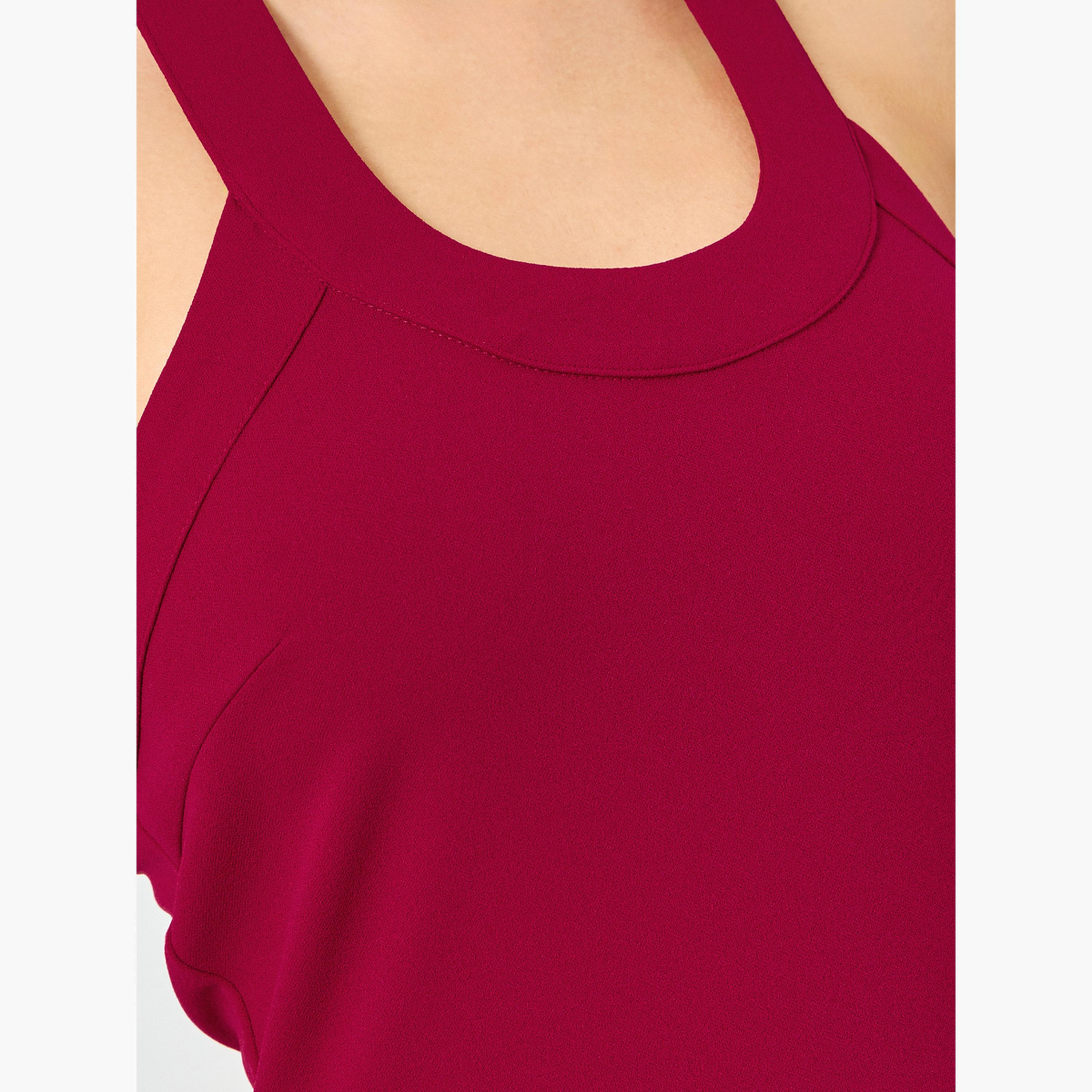 Take Two Red Halter Neck Sleeveless A-Line Maxi Dress-women-clothing-dresses-image-5
