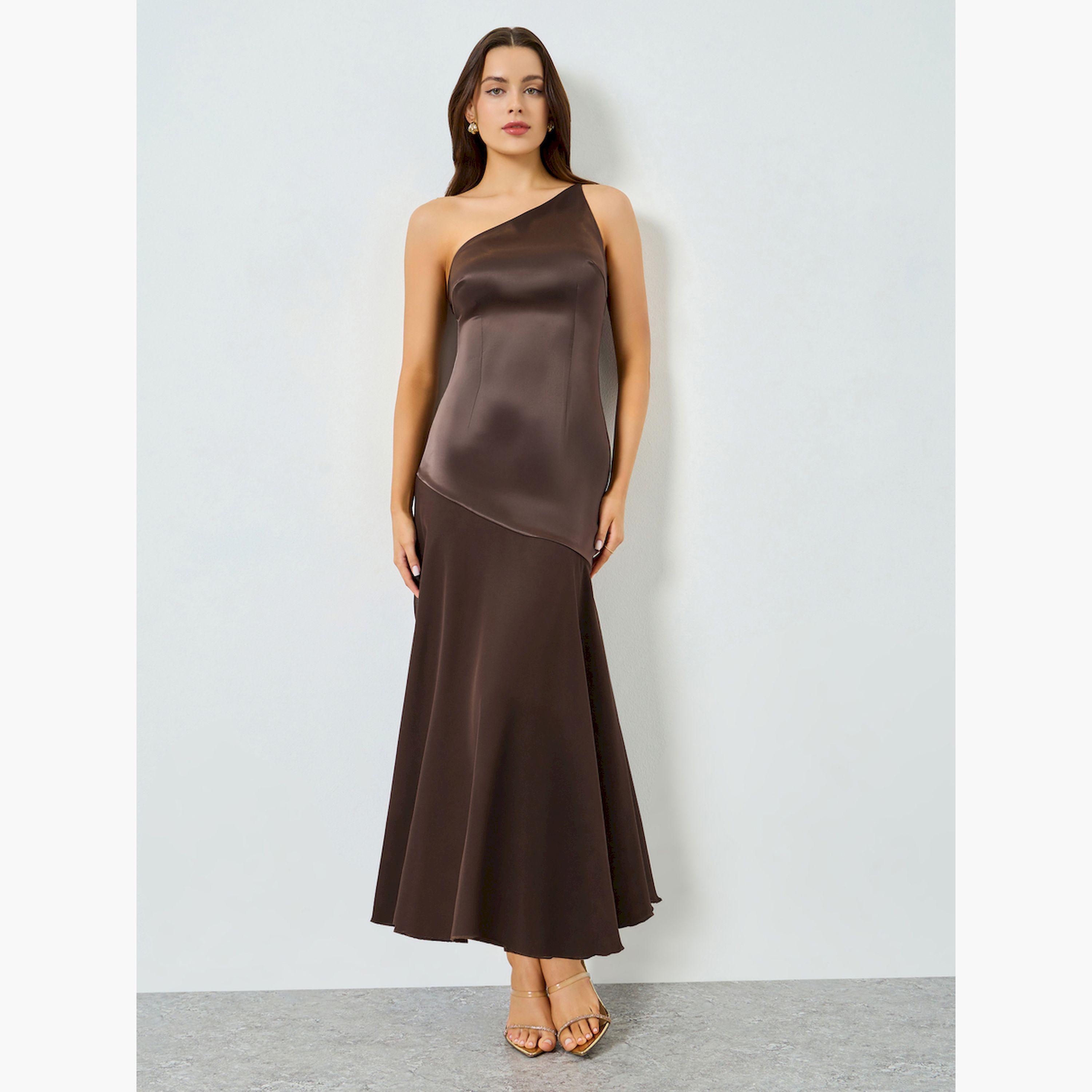 فستان ميدي ساتان بكتف واحد-women-clothing-dresses-image-3