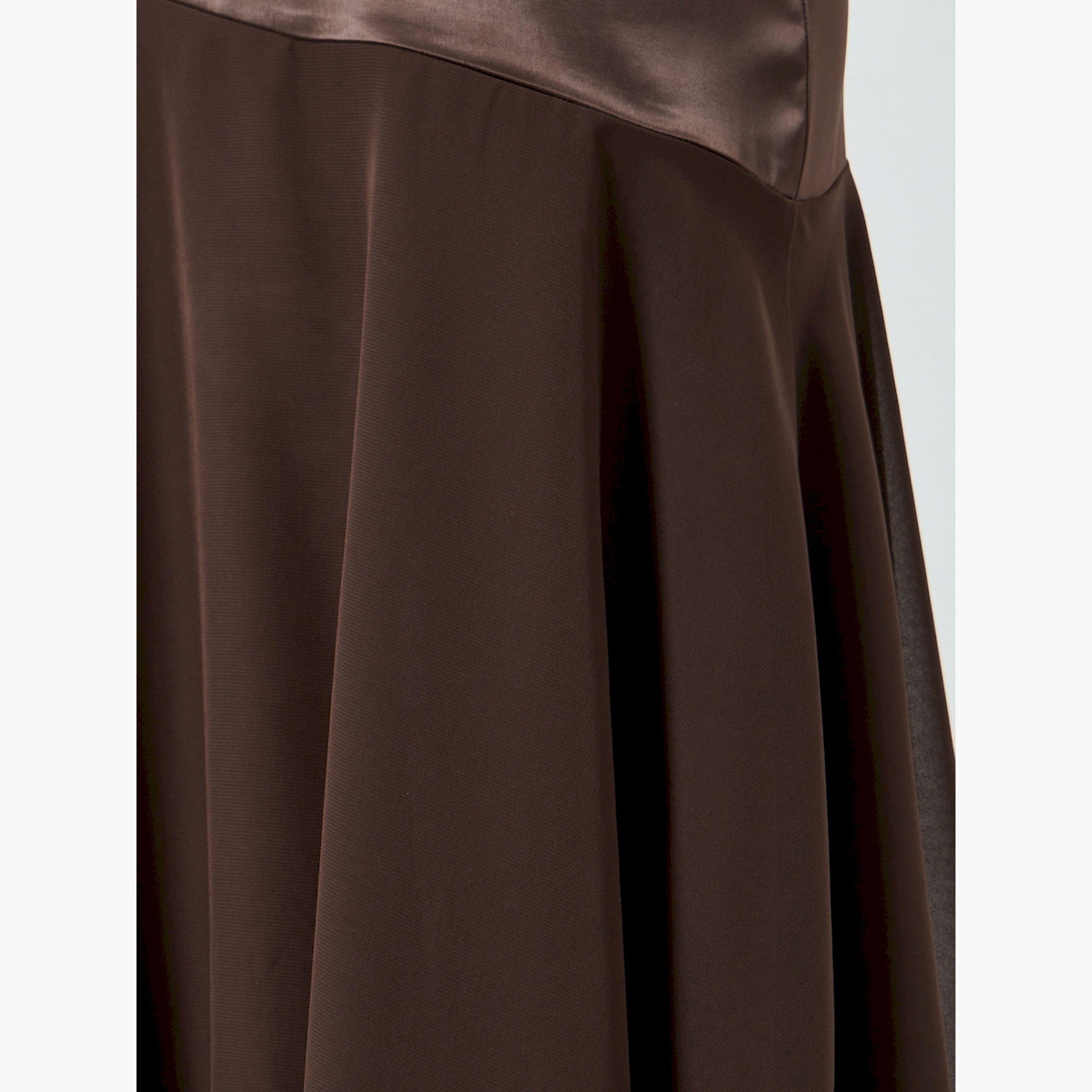 Take Two Brown Satin One Shoulder Neck Midi Dress-women-clothing-dresses-image-5