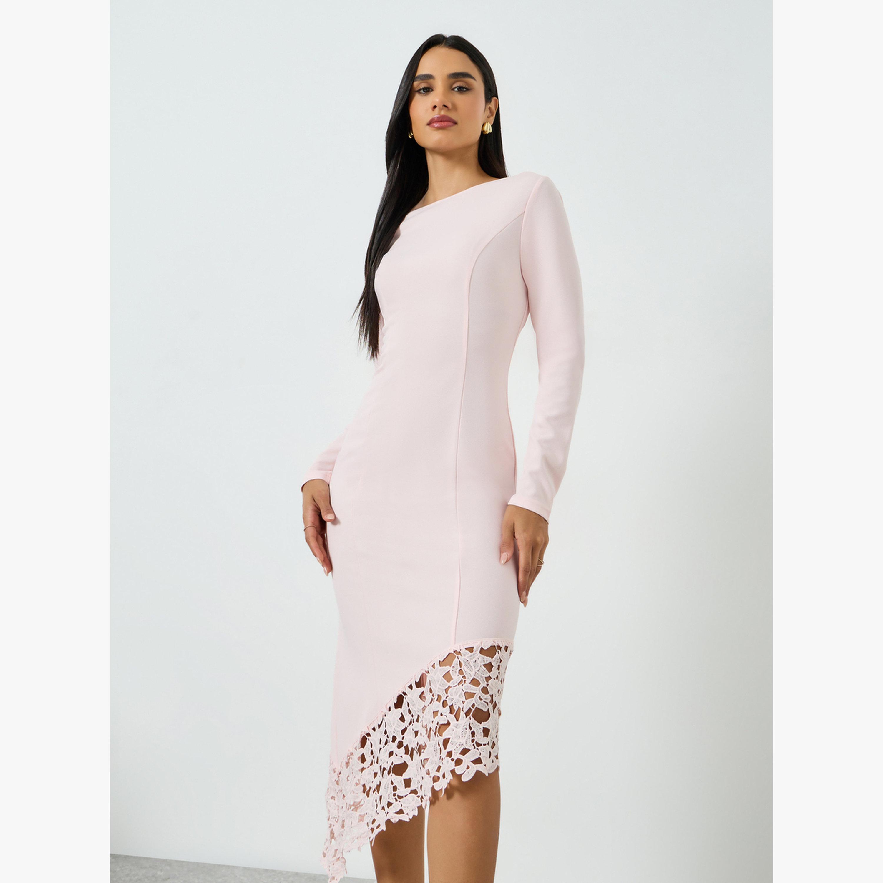 فستان ميدي بحواف دانتيل-women-clothing-dresses-image-3