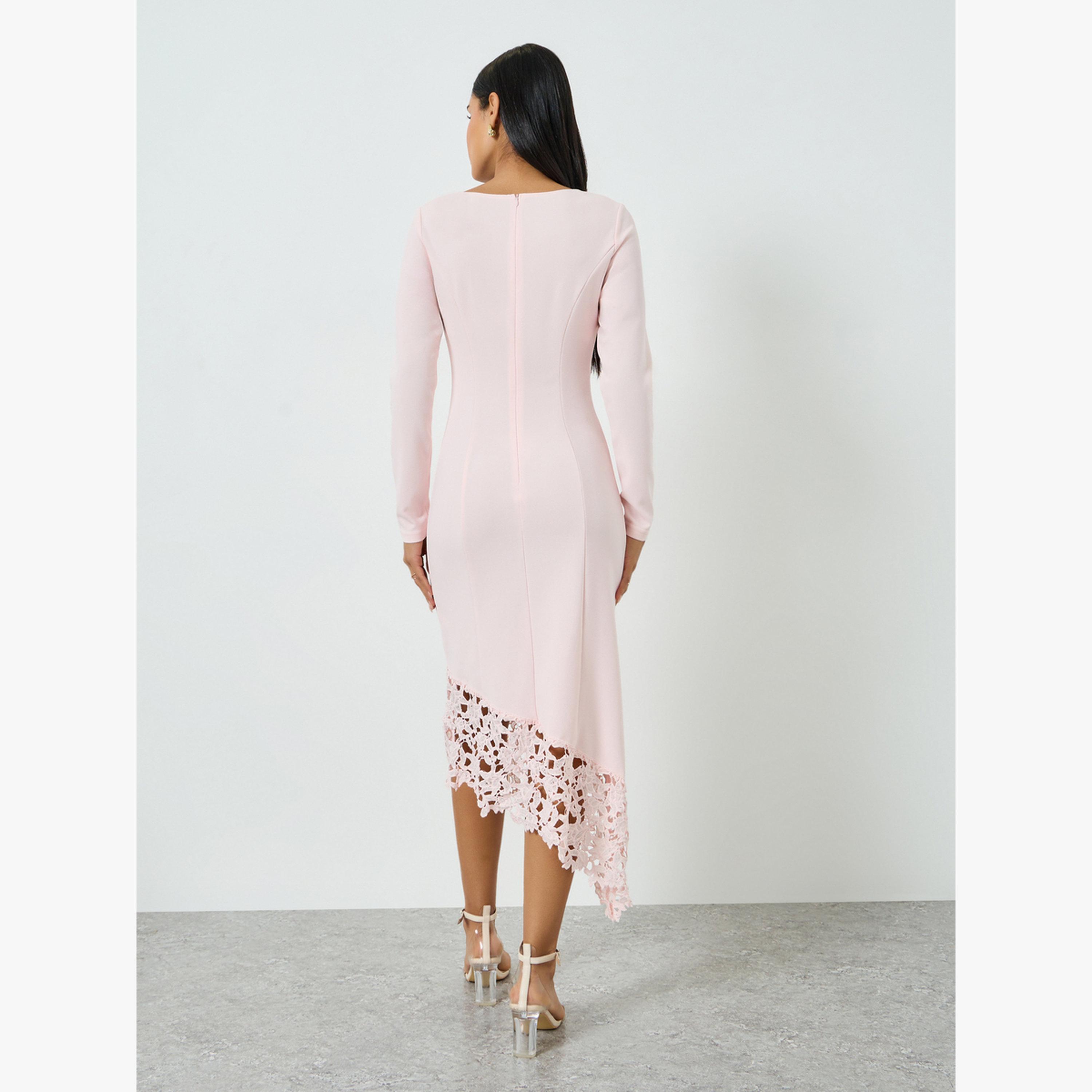 Take Two Light Pink Lace Hem Midi Dress-women-clothing-dresses-image-4