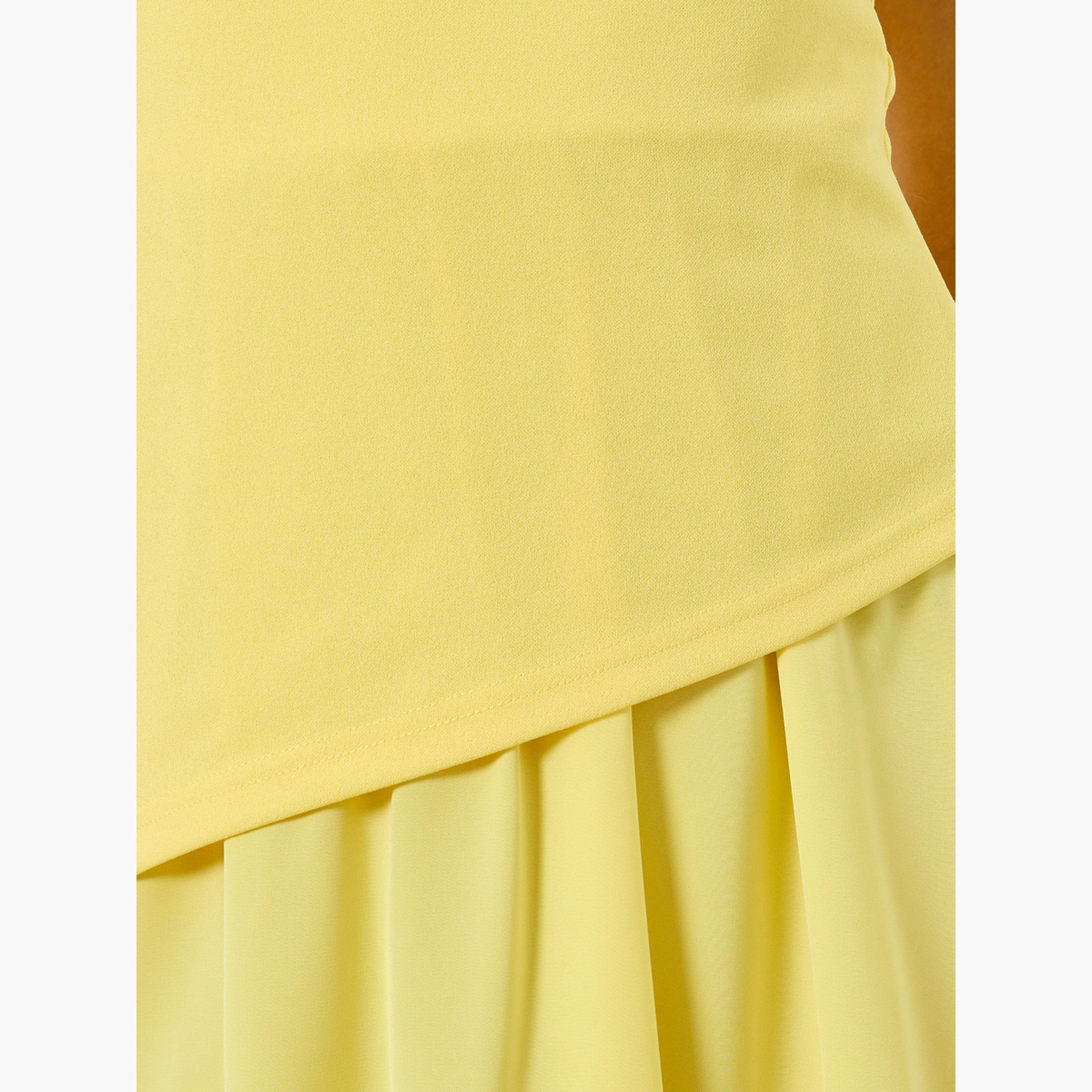 تيك تو - فستان ماكسي أصفر بدون أكمام بياقة باندو-women-clothing-dresses-image-5