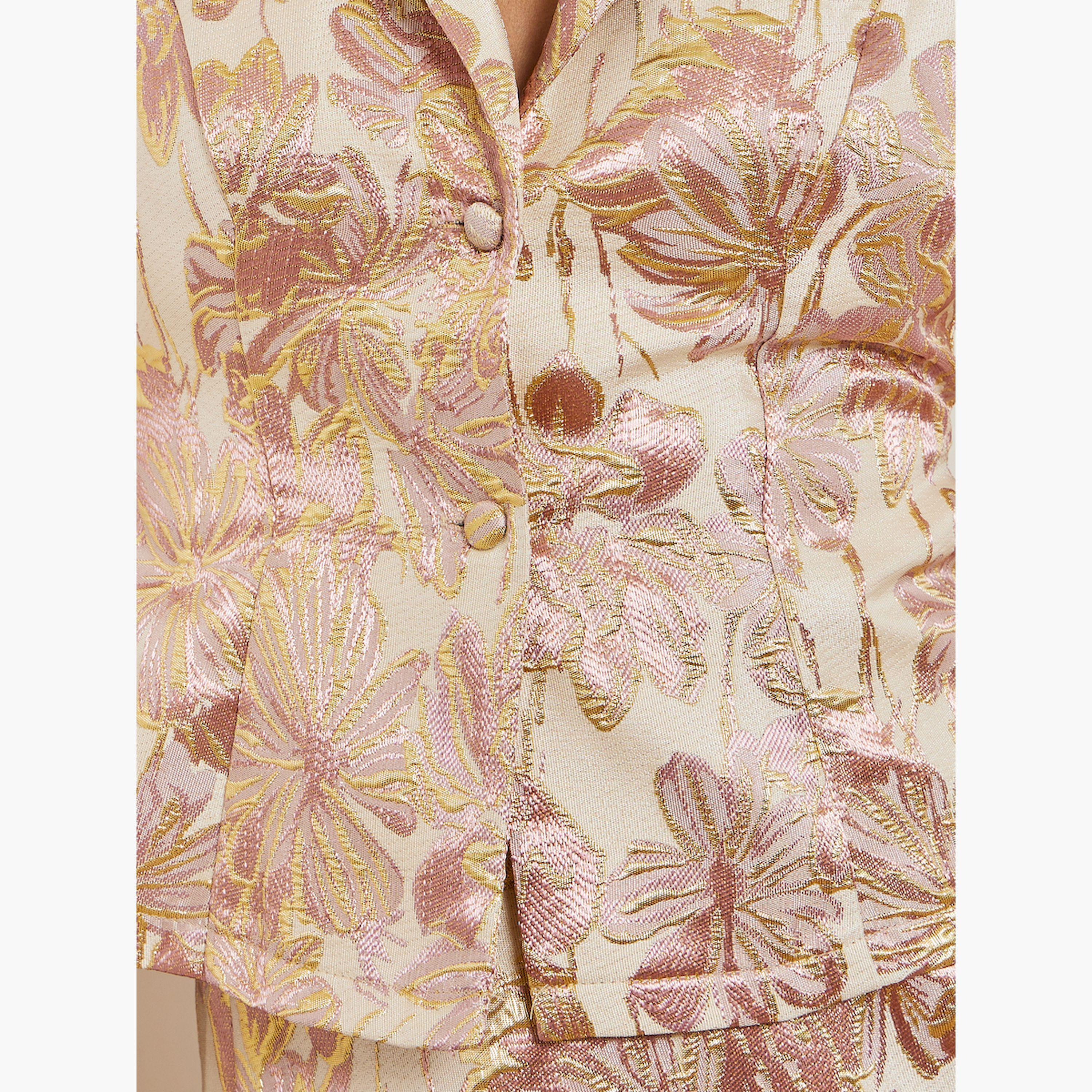 بلوزة بياقة ليبل وتفاصيل زهور جاكار-women-clothing-shirtsandblouses-blouses-image-5