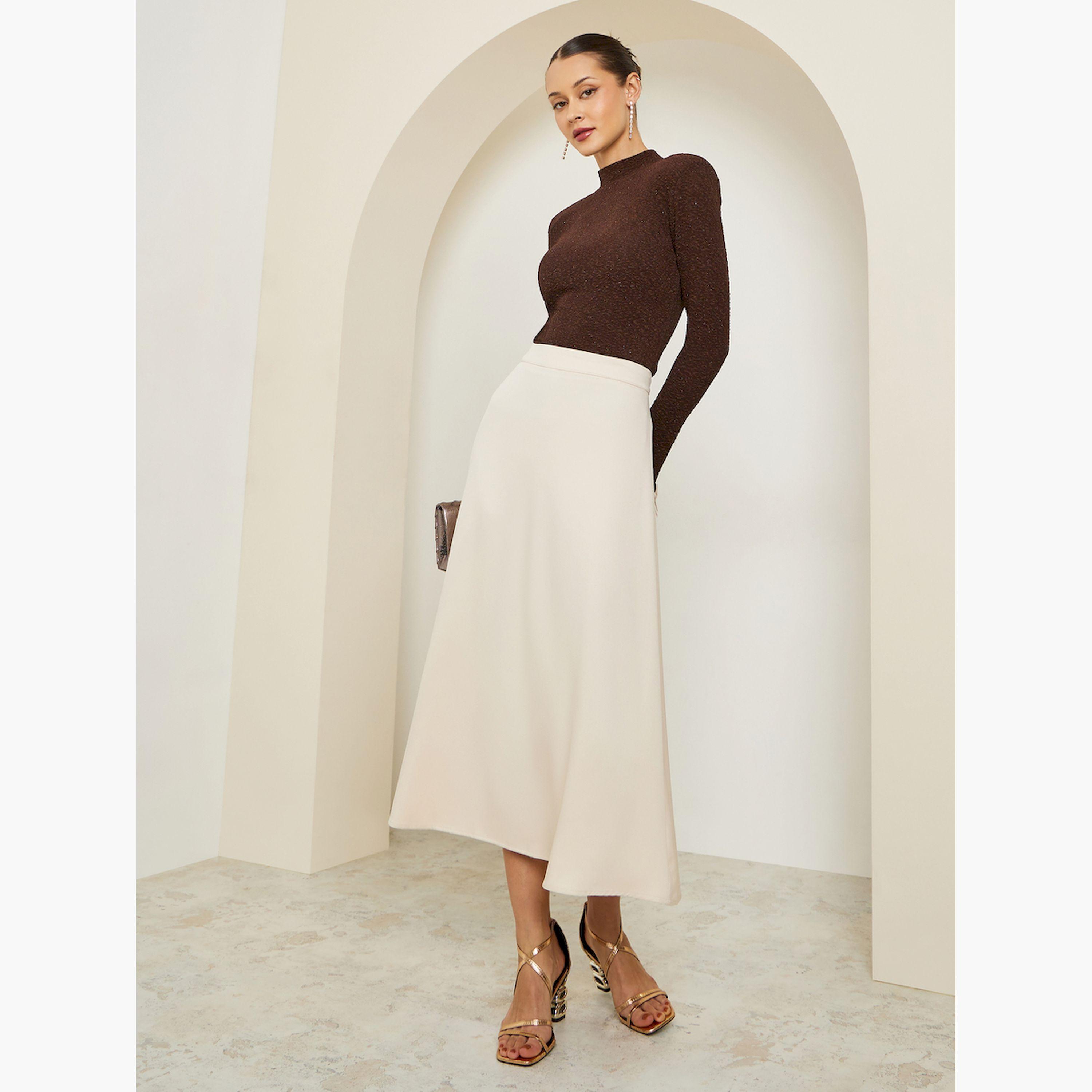 تنورة ميدي بقصة واسعة من الأسفل-women-clothing-bottoms-skirts-image-2