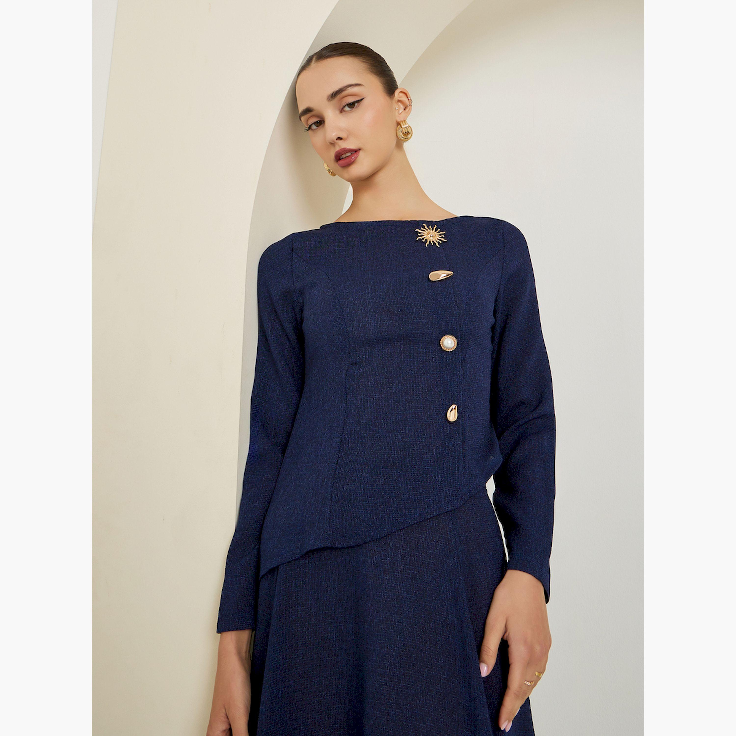 بلوزة من التويد بأزرار مزينة-women-clothing-shirtsandblouses-blouses-image-1
