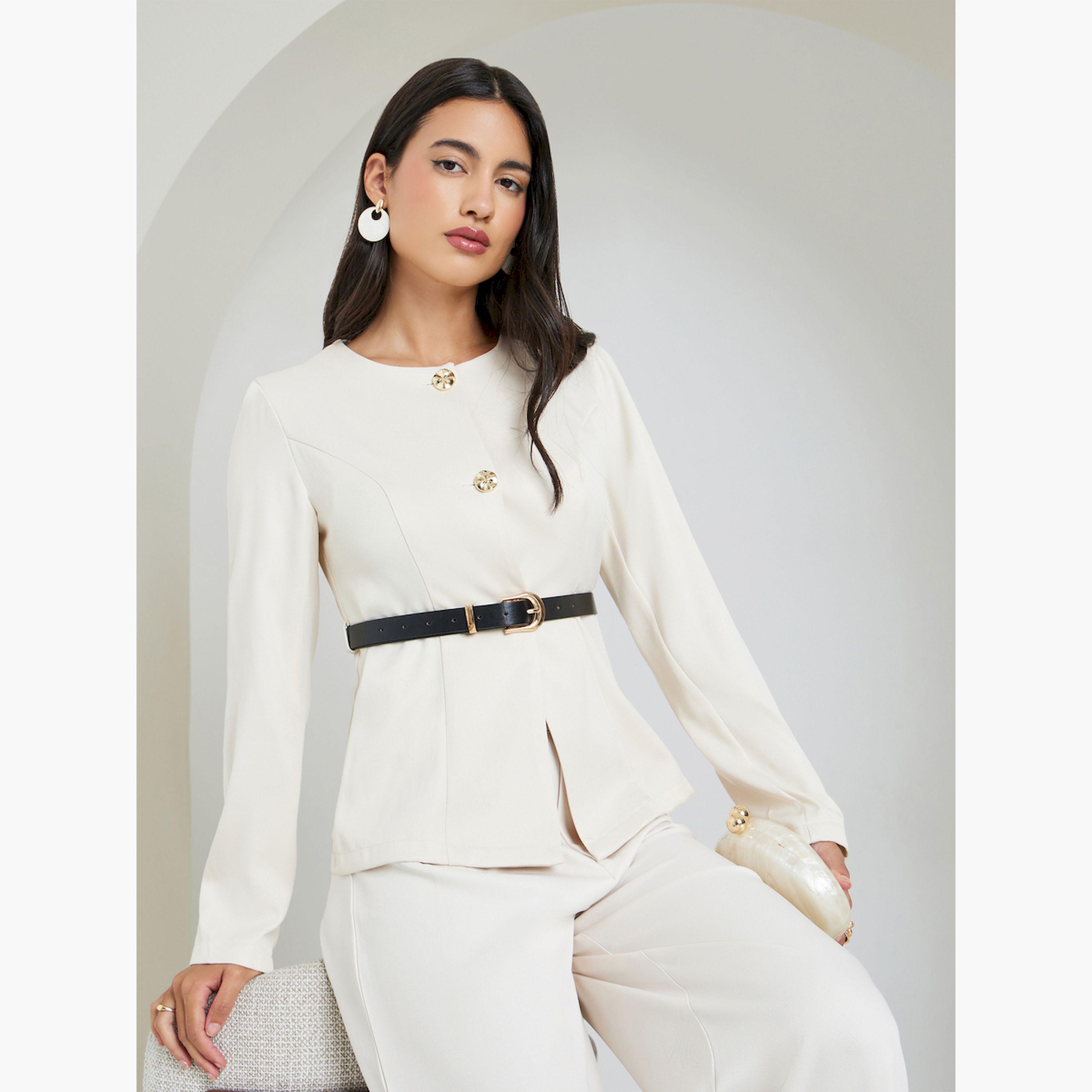 بلوزة بحزام وتفاصيل أزرار-women-clothing-shirtsandblouses-blouses-image-3