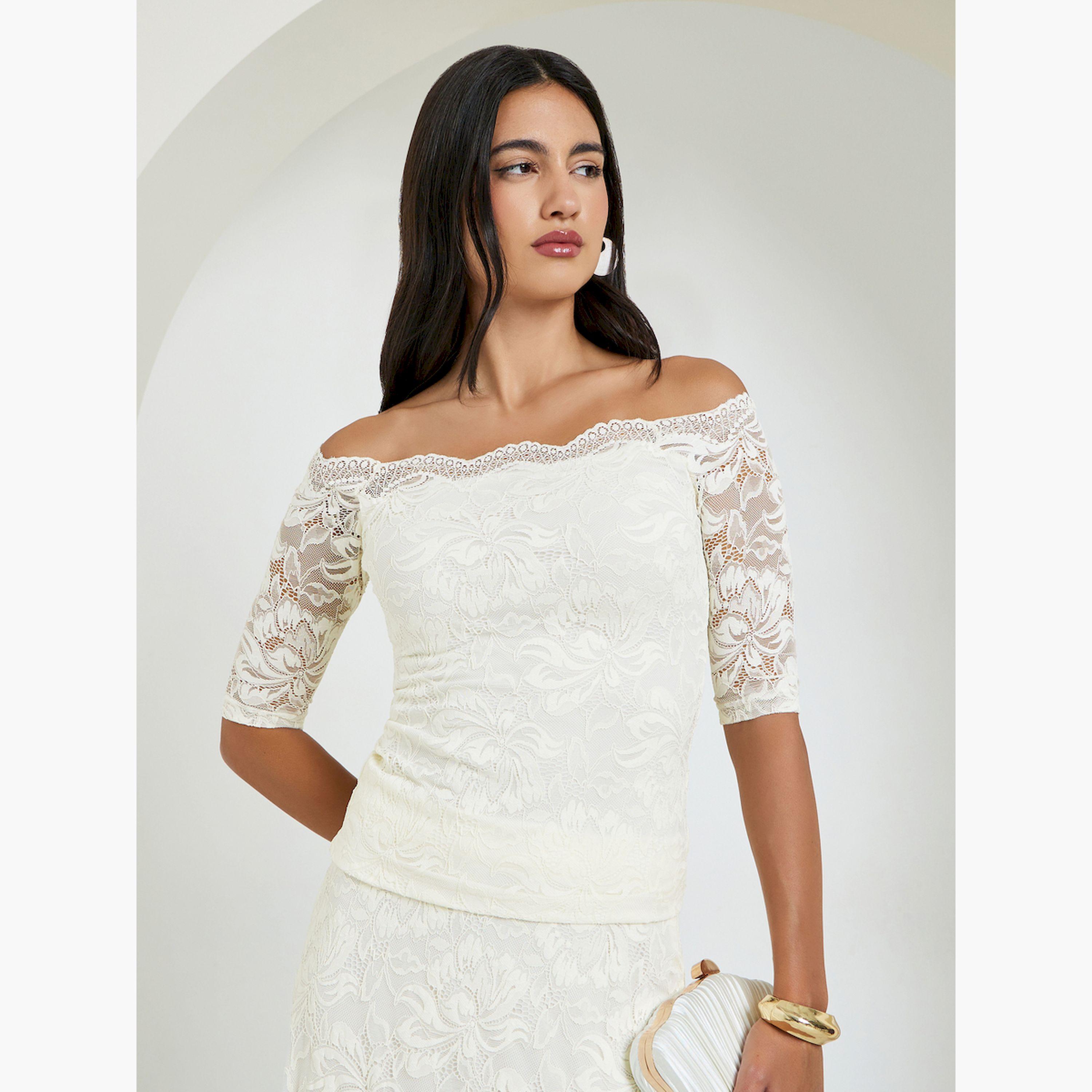 Styli Cream Lace Off-Shoulder Top-women-clothing-shirtsandblouses-blouses-image-1