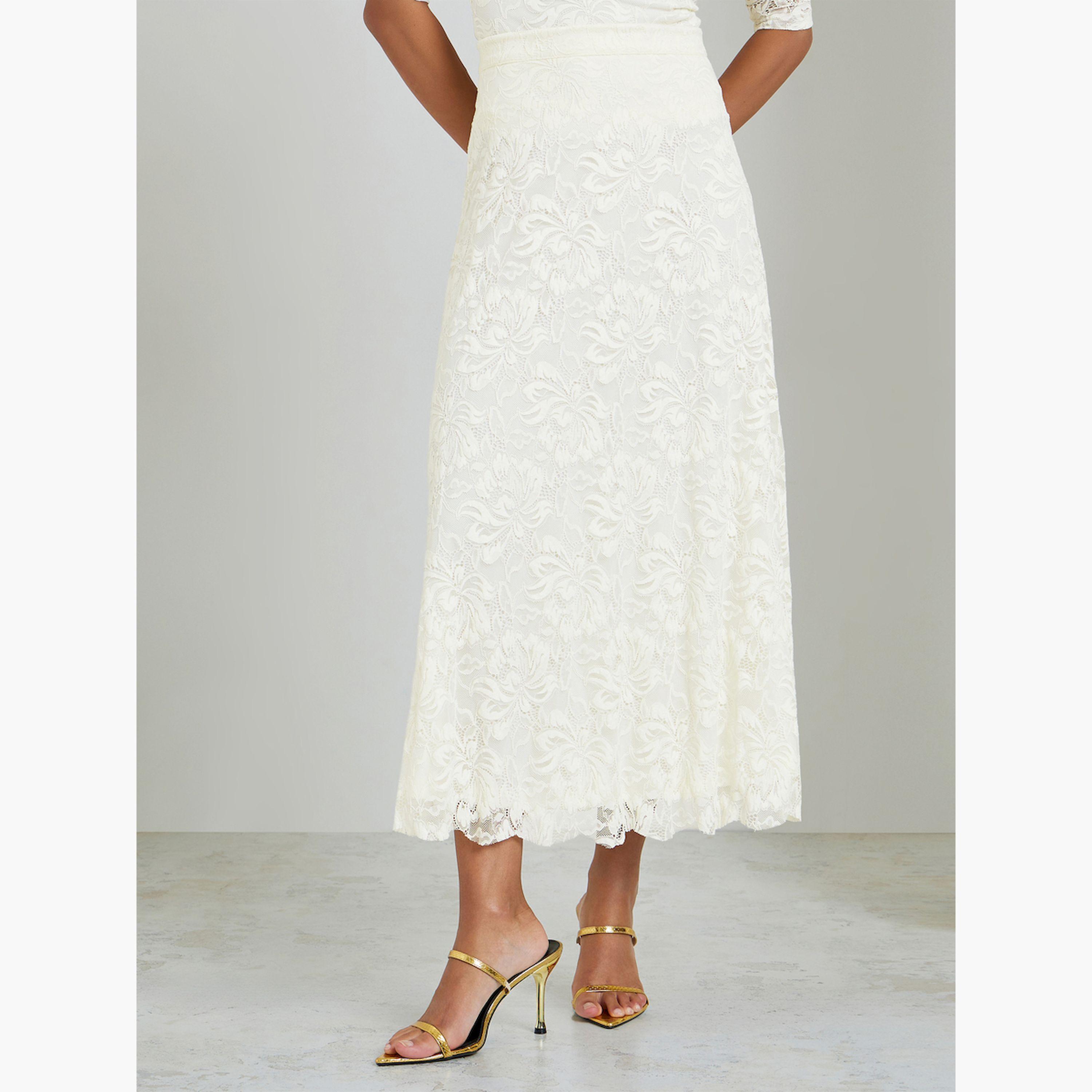تنورة ميدي بحافة واسعة وطبقة دانتيل-women-clothing-bottoms-skirts-image-1