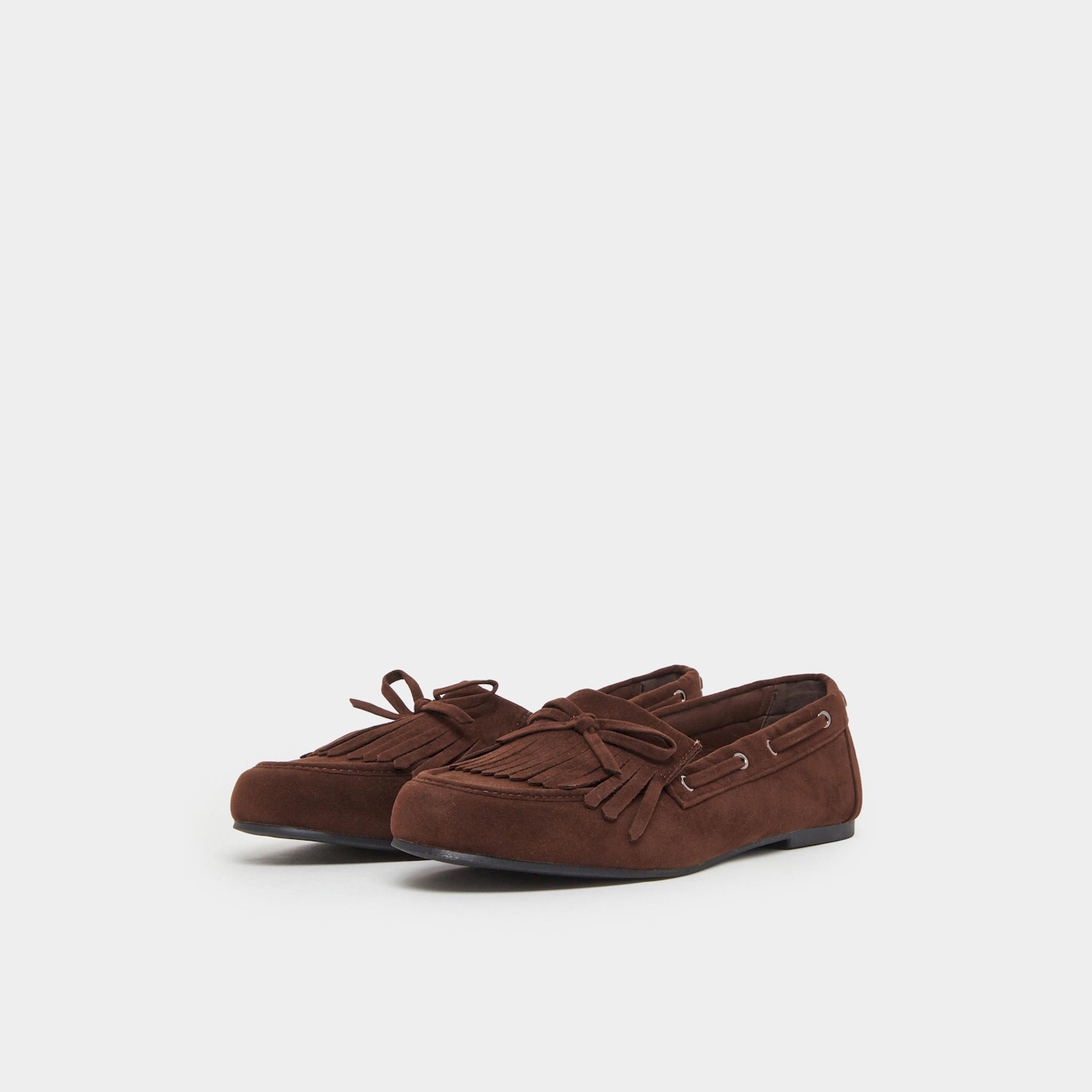 حذاء لوفر موكاسين سويد بشراشيب-women-shoes-flats-loafers-image-1