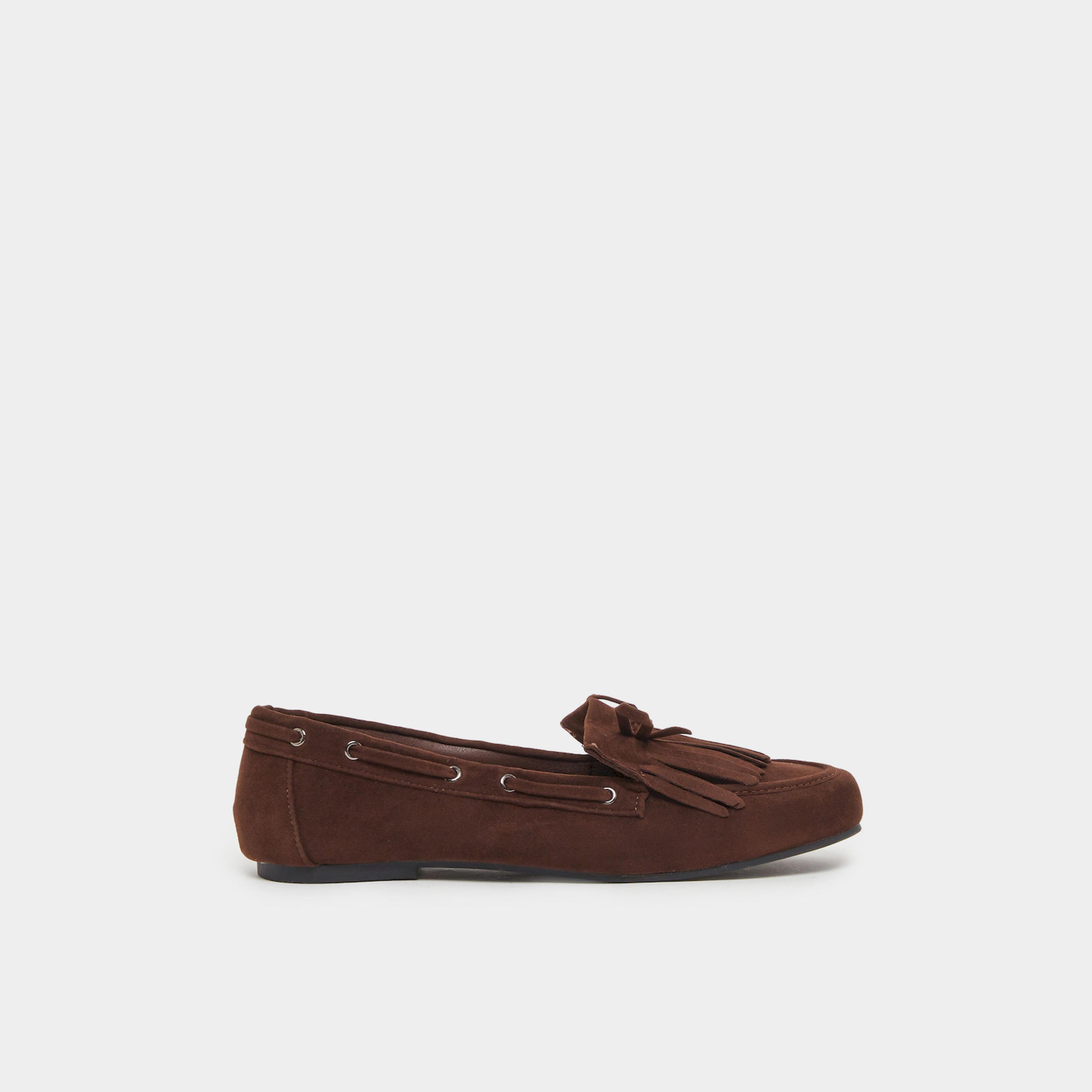 Styli Brown Suede Tassel Moccasin Loafers-women-shoes-flats-loafers-image-2