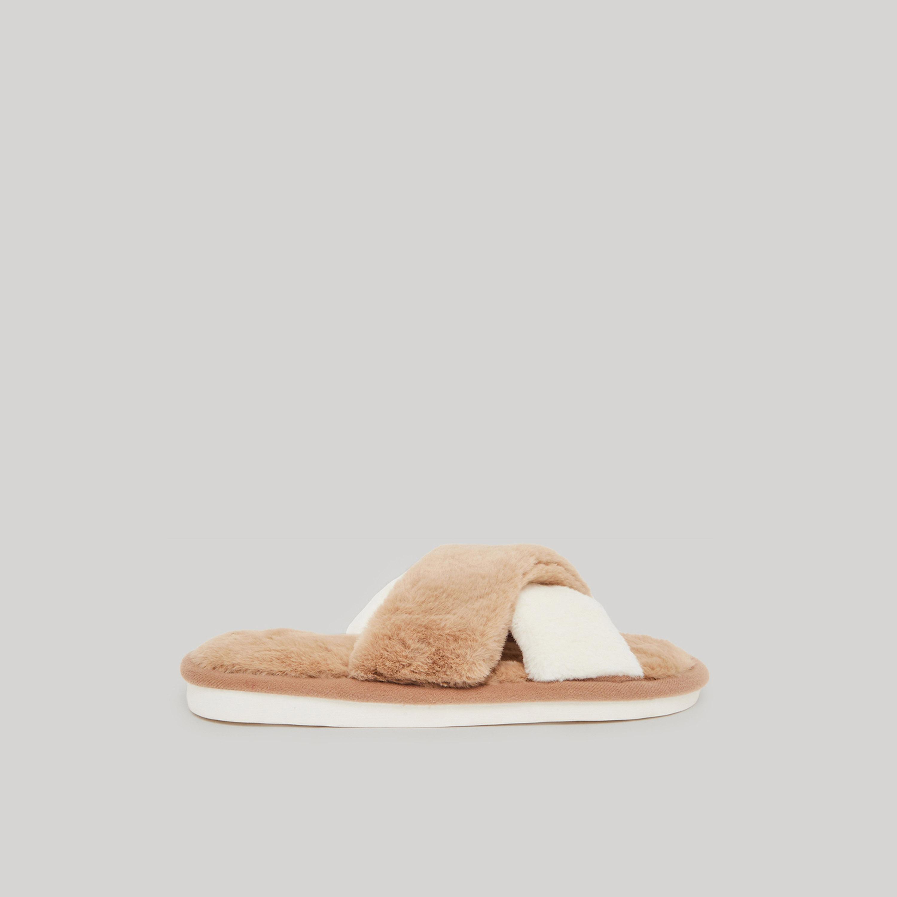 شبشب غرفة نوم فرو بتصميم متقاطع-women-shoes-bedroomslippers-image-2