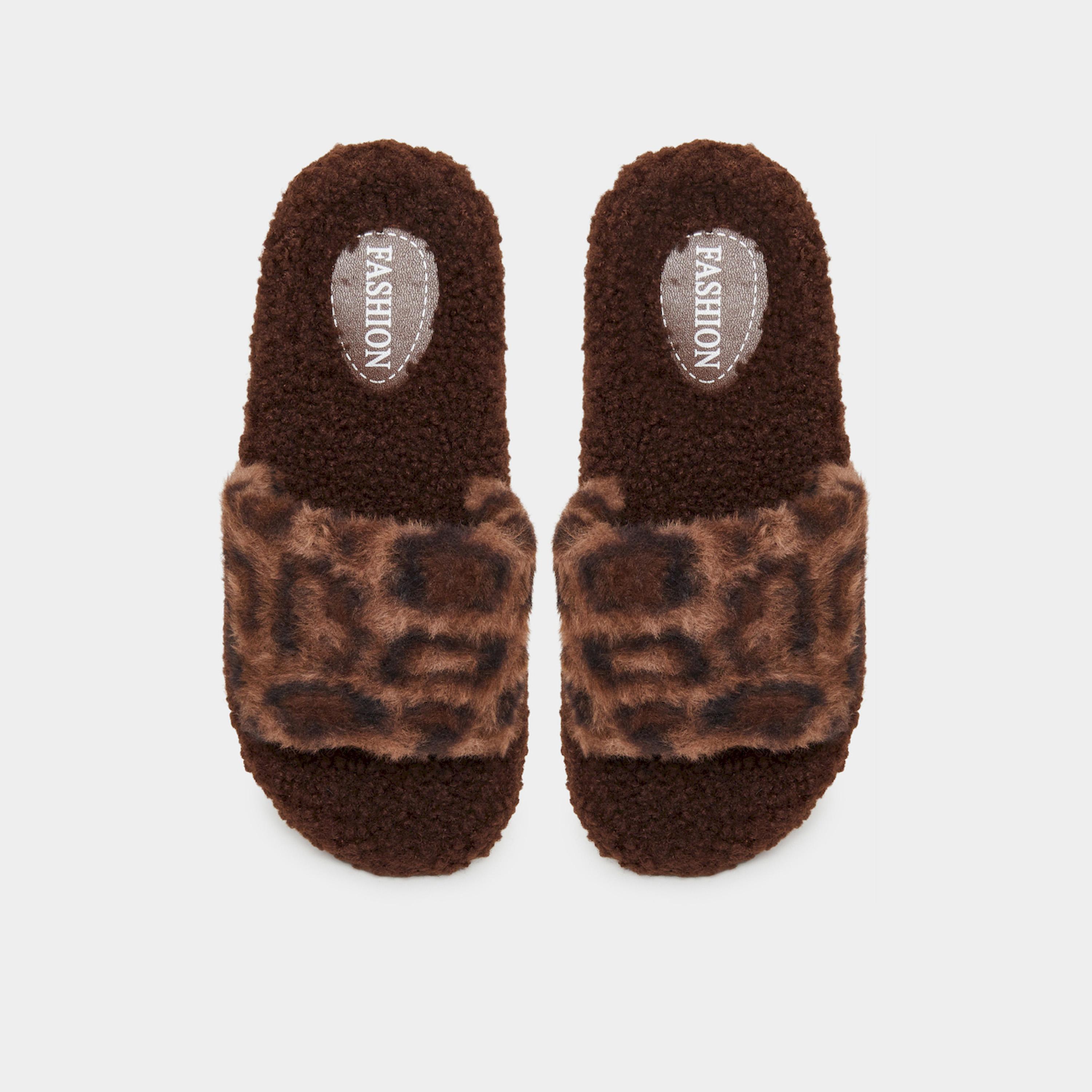شبشب غرفة نوم فرو صناعي بطبعة حيوان-women-shoes-bedroomslippers-image-5