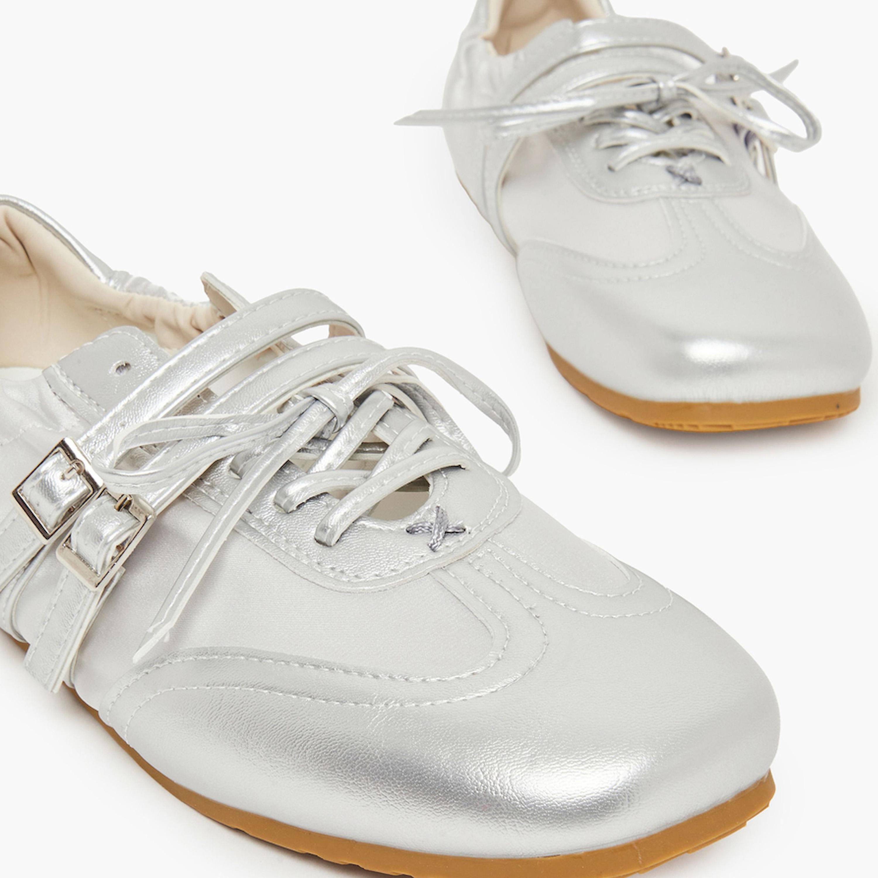 Styli Silver Metallic Buckle Sneakers-women-shoes-sneakers-image-4