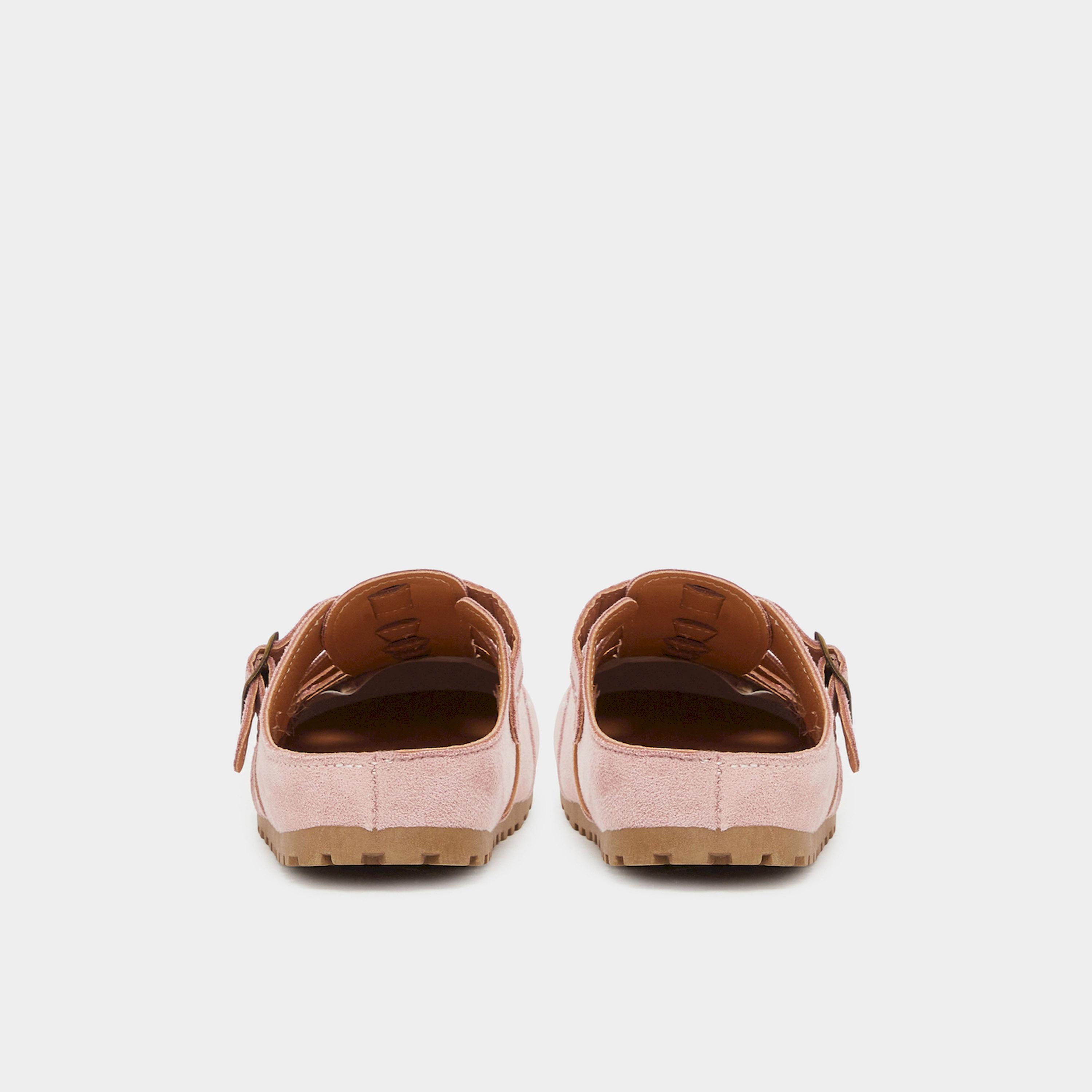 Styli Pink Suede Strappy Mules-women-shoes-flats-mules-image-5