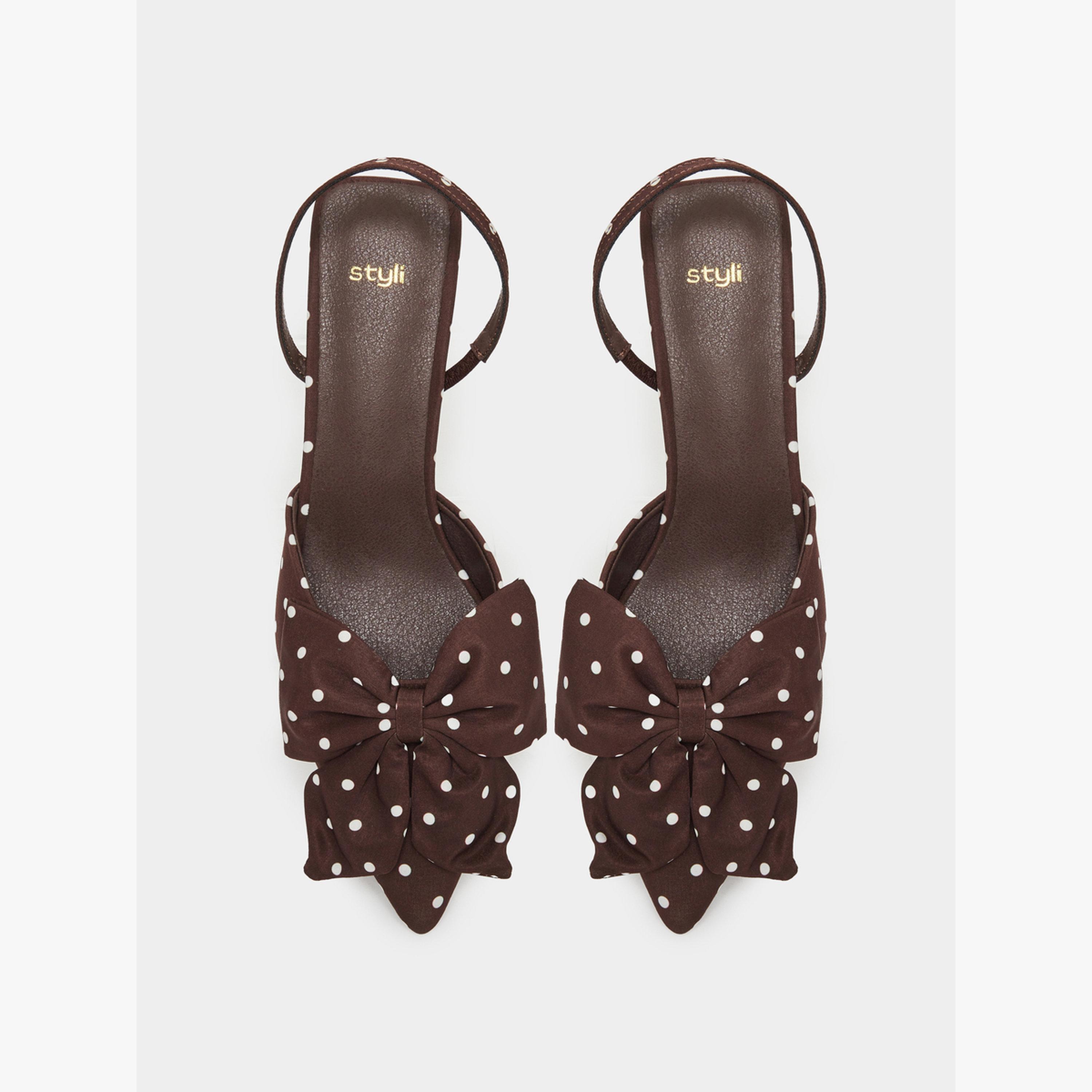 حذاء بكعب منخفض وطبعة نقاط بولكا مع سير خلفي-women-shoes-heels-image-3