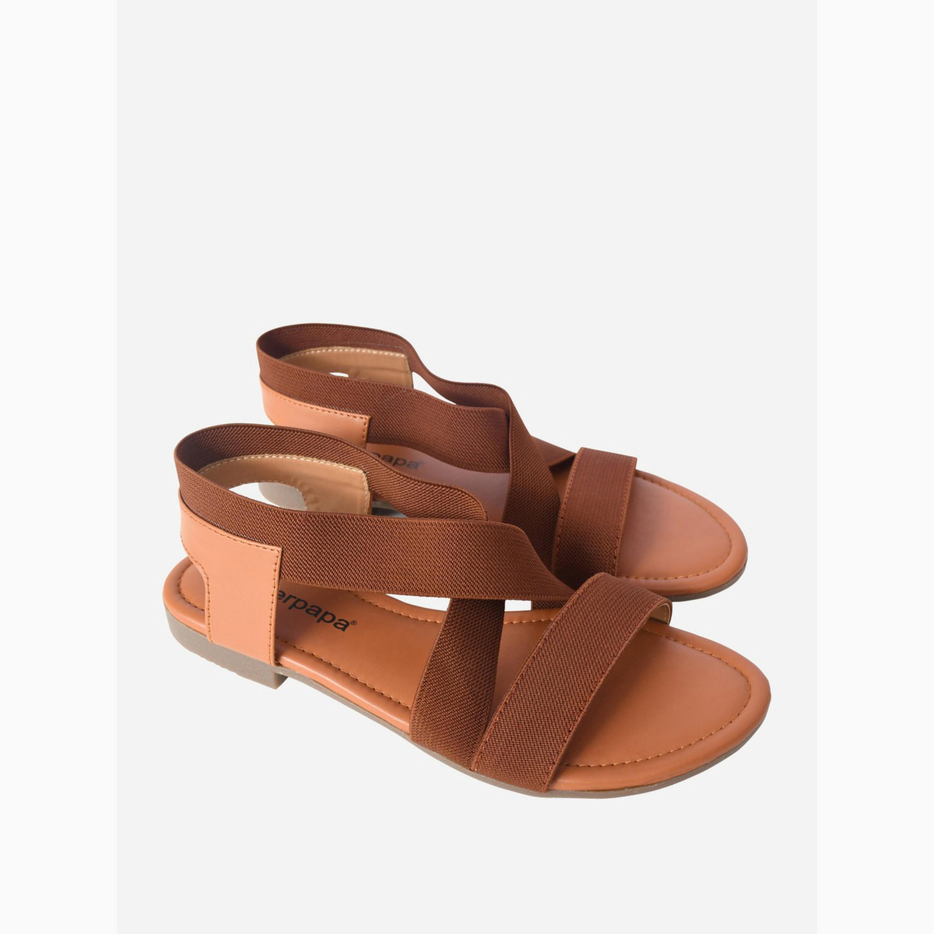 Take Two Brown Elastic Comfort Sandals-women-shoes-sandals-flats-image-1