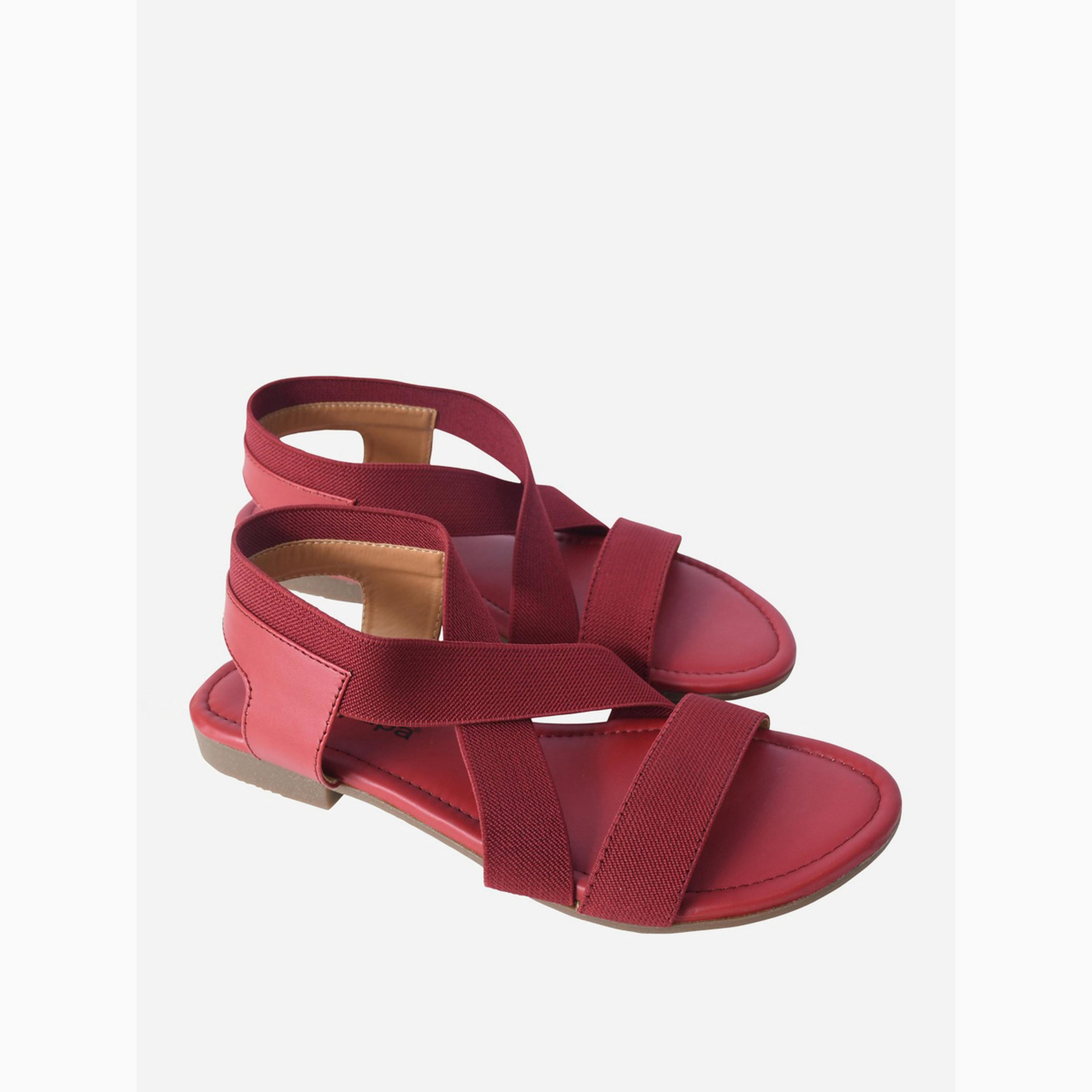 Take Two Burgundy Elastic Comfort Sandals-women-shoes-sandals-flats-image-1