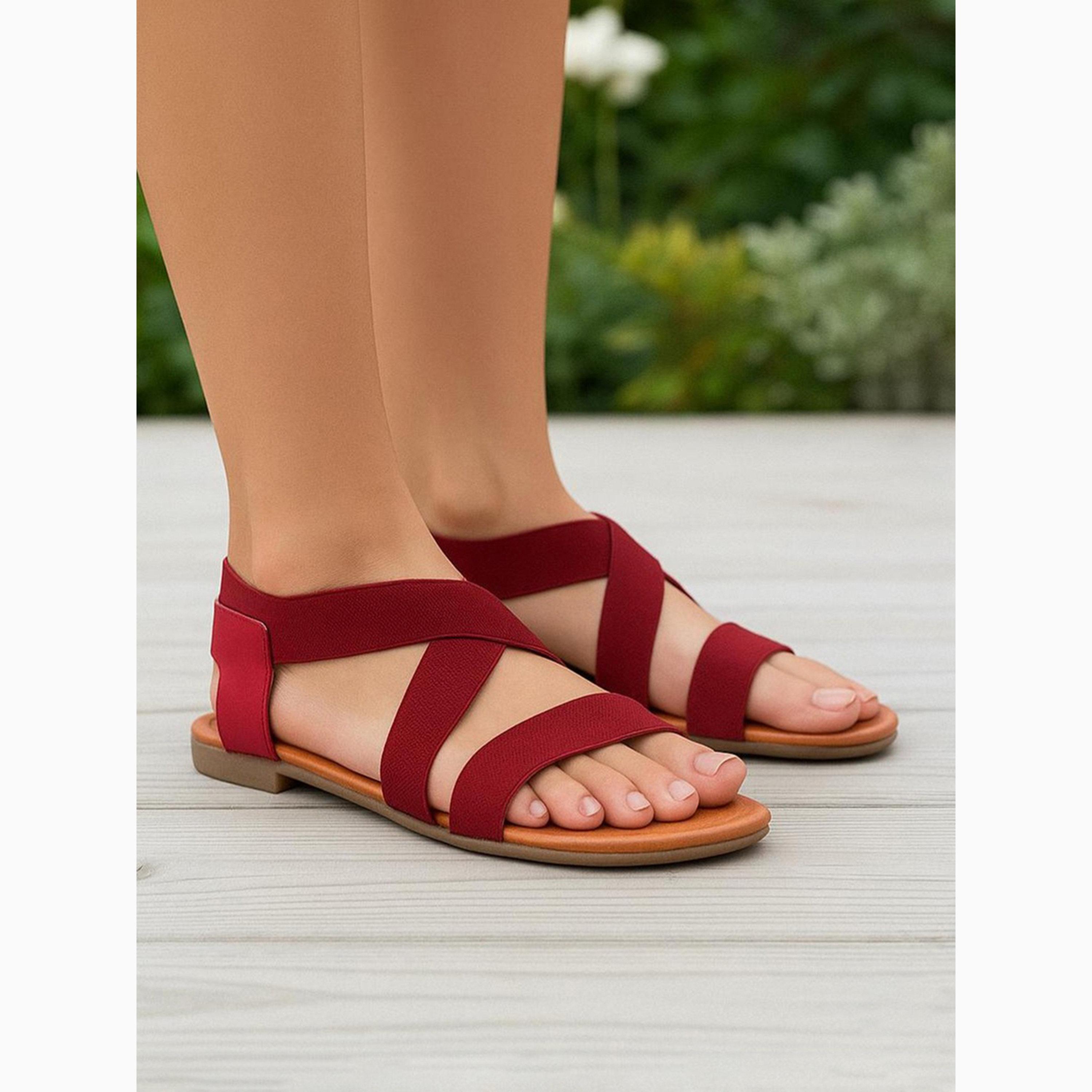 صندل مريح بخصر مطاطي-women-shoes-sandals-flats-image-2