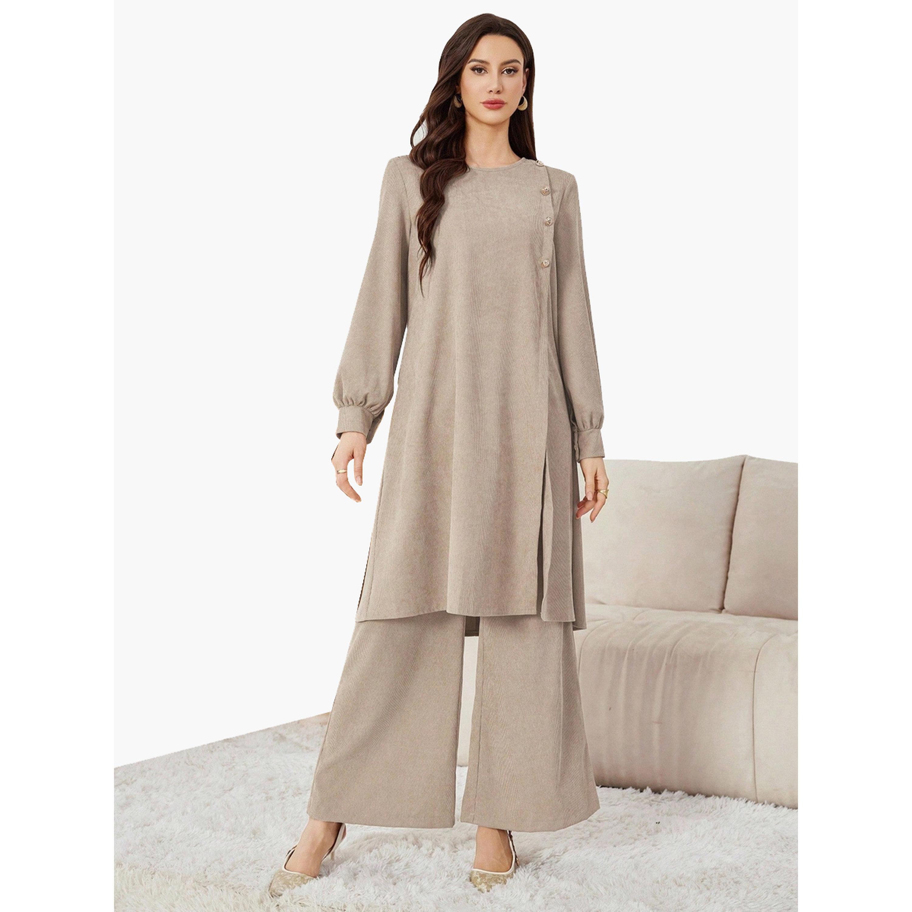 طقم منسق من بلوزة طويلة وبنطال بأرجل واسعة-women-clothing-coordsets-image-1