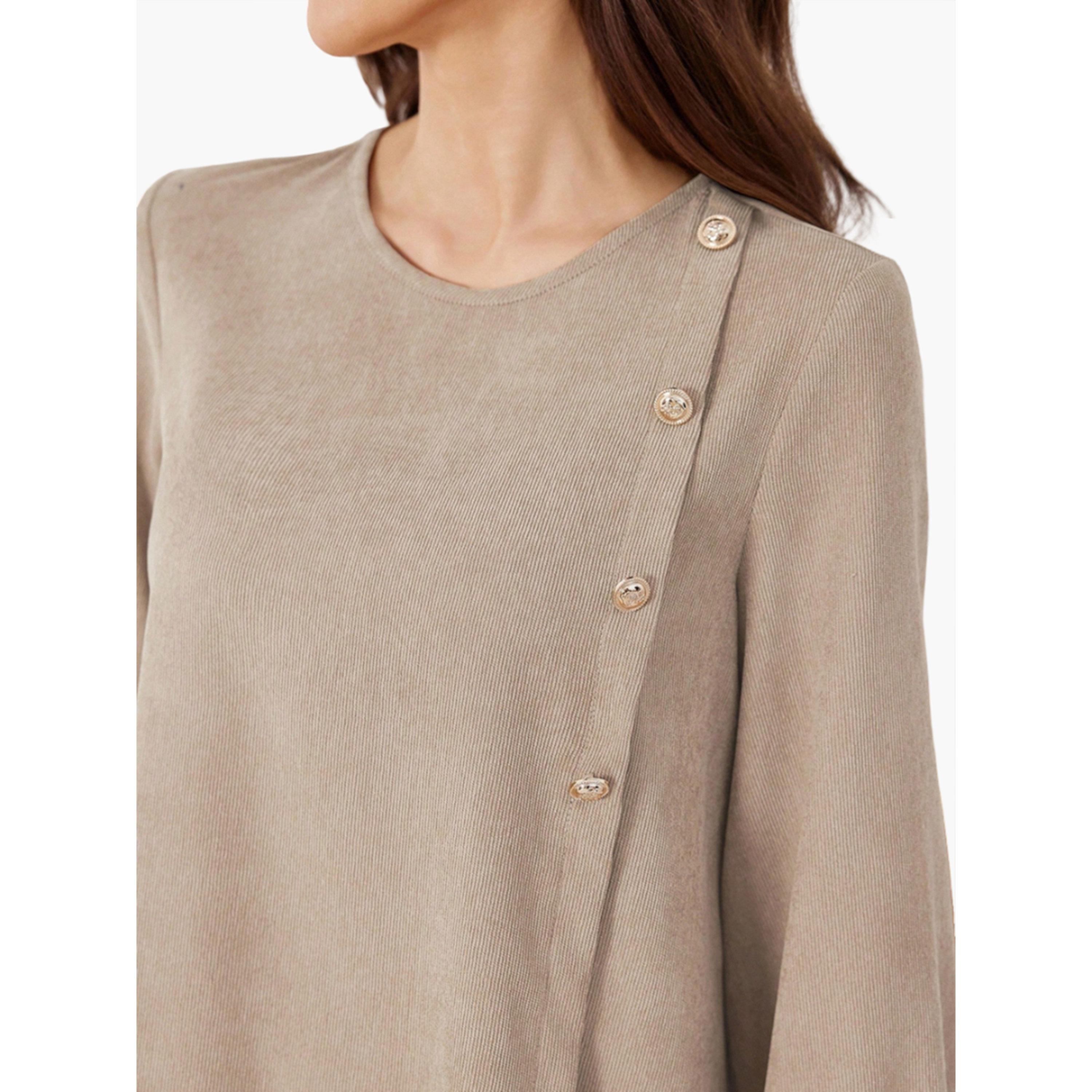 Take Two Women Beige Longline Top and Wide Leg Pants Co-Ords-women-clothing-coordsets-image-3