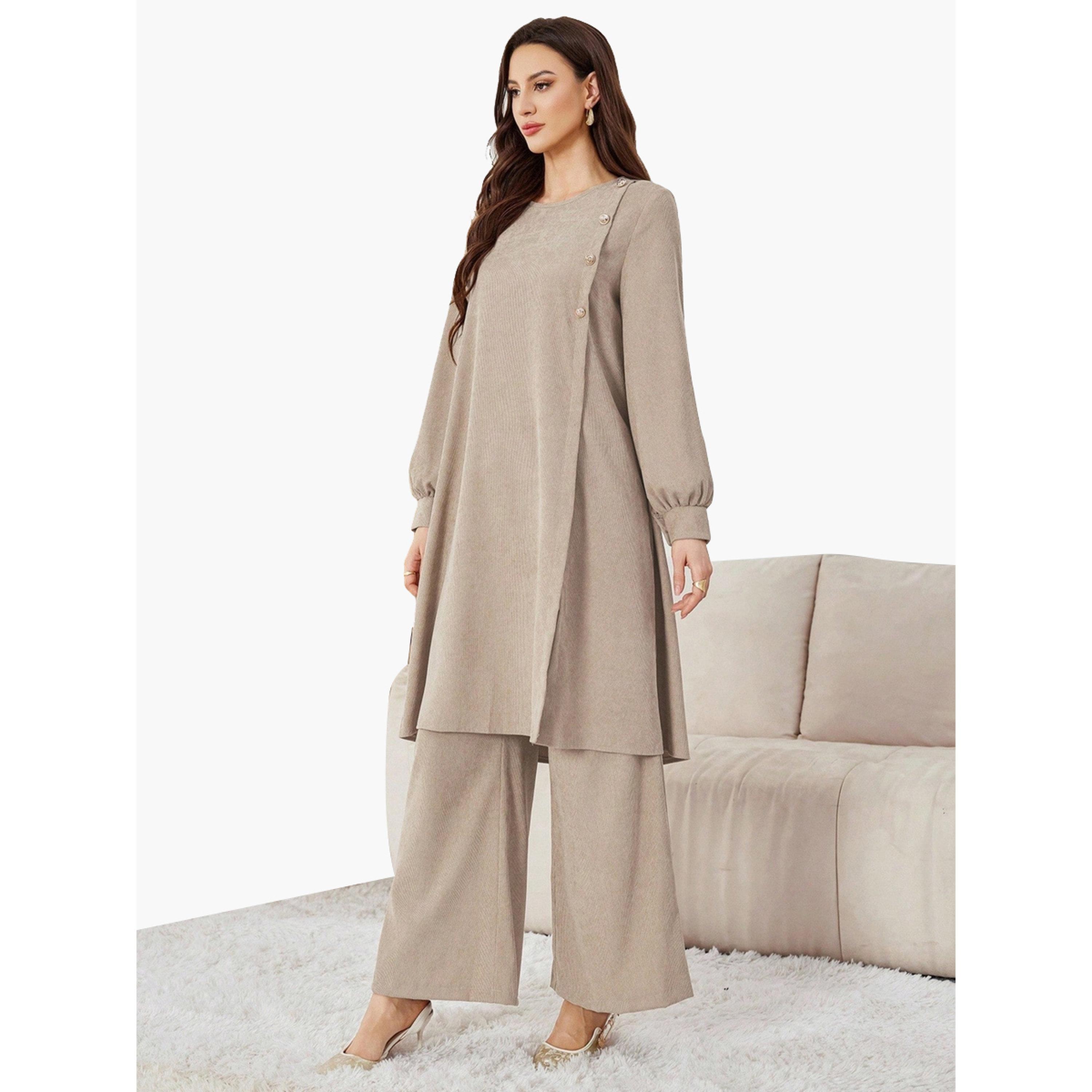 طقم منسق من بلوزة طويلة وبنطال بأرجل واسعة-women-clothing-coordsets-image-4