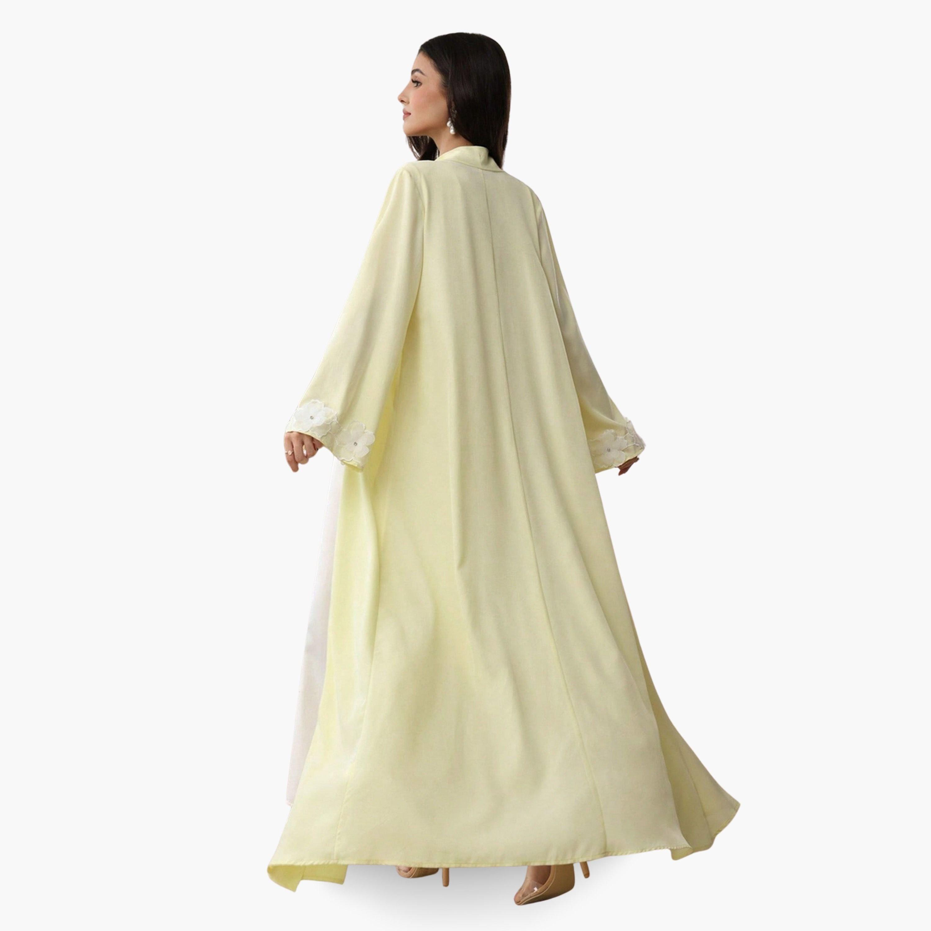 Take Two Women Yellow Floral Patchwork Detail Abaya-women-arabicclothing-abayas-image-3