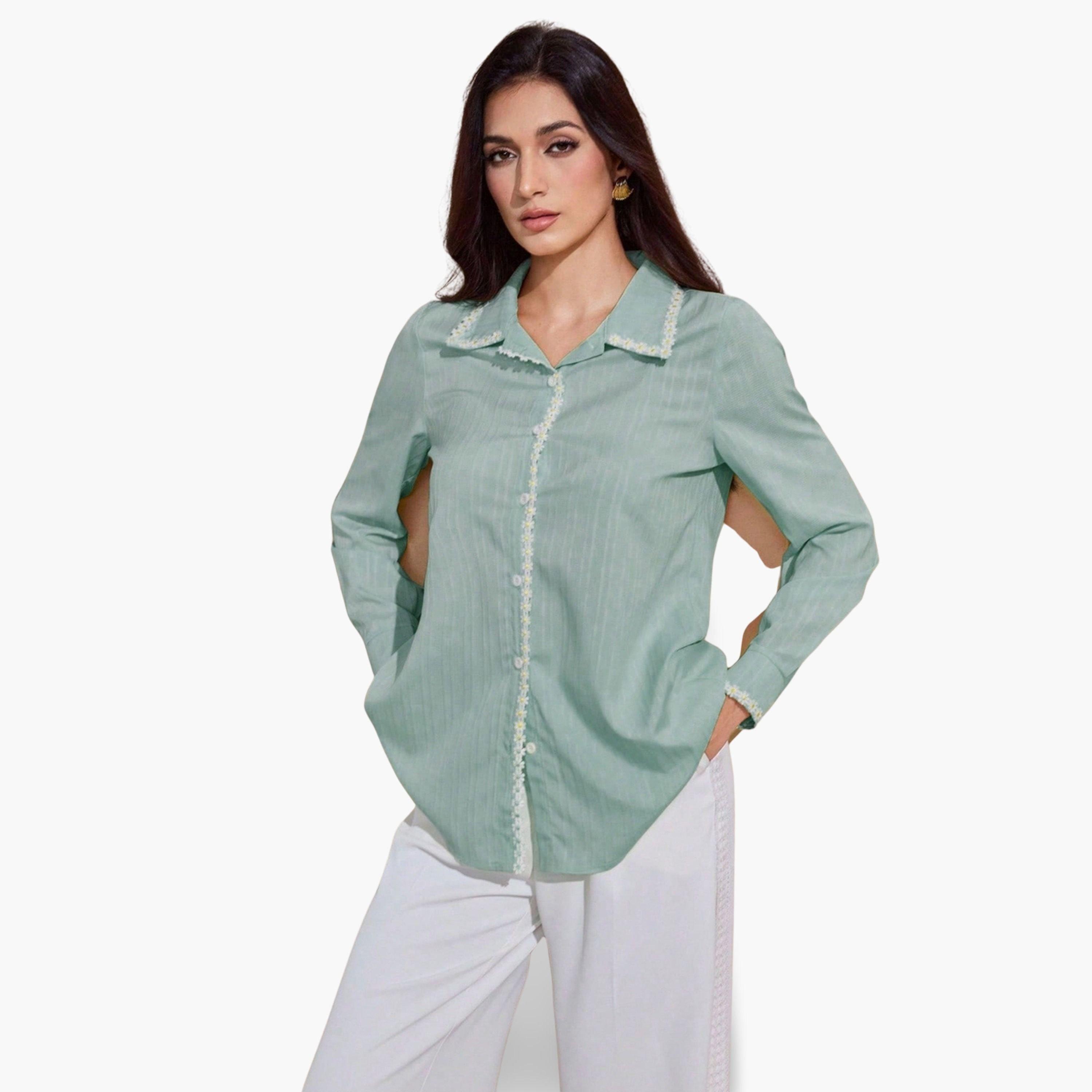 بلوزة بأكمام طويلة وحواف زهور-women-clothing-shirtsandblouses-shirts-image-1