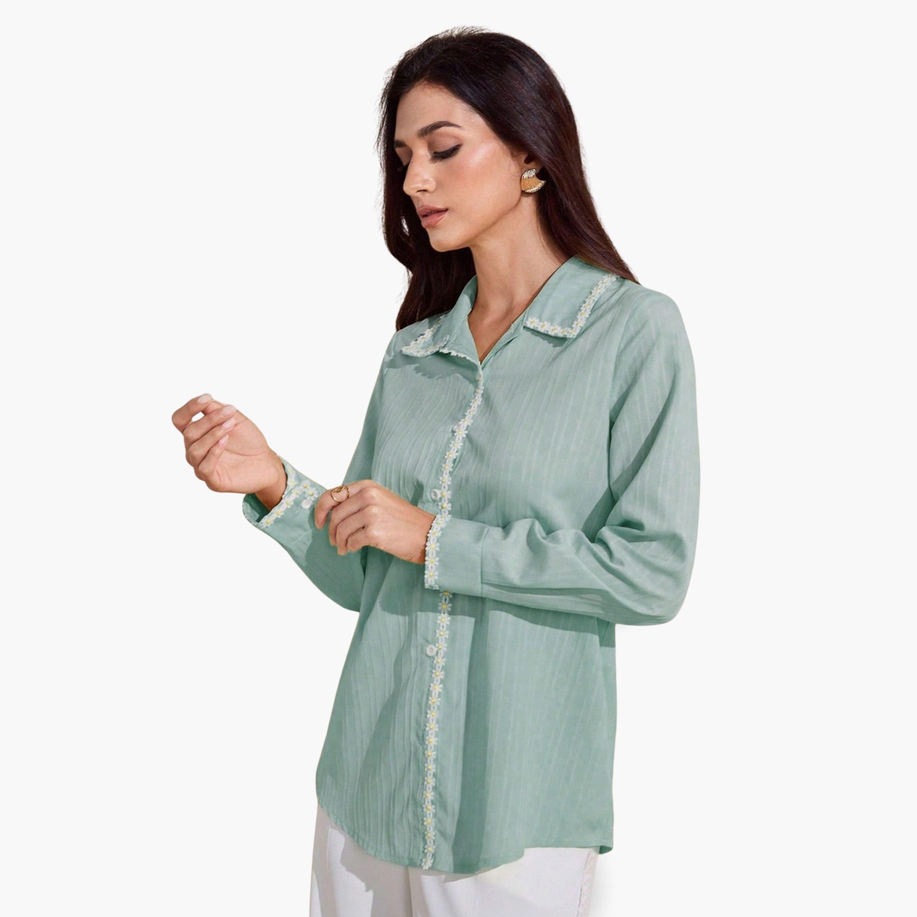 بلوزة بأكمام طويلة وحواف زهور-women-clothing-shirtsandblouses-shirts-image-3