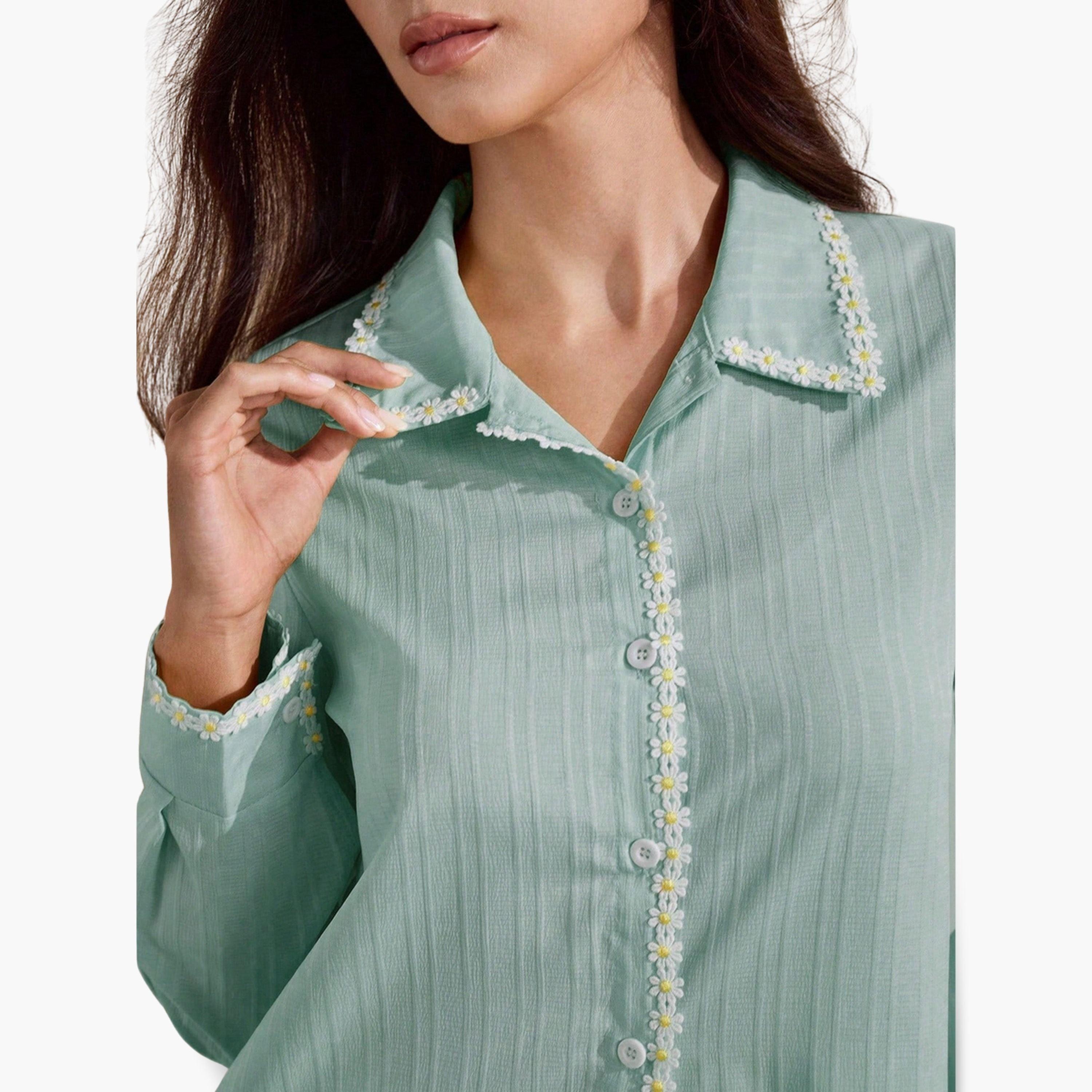 بلوزة بأكمام طويلة وحواف زهور-women-clothing-shirtsandblouses-shirts-image-4