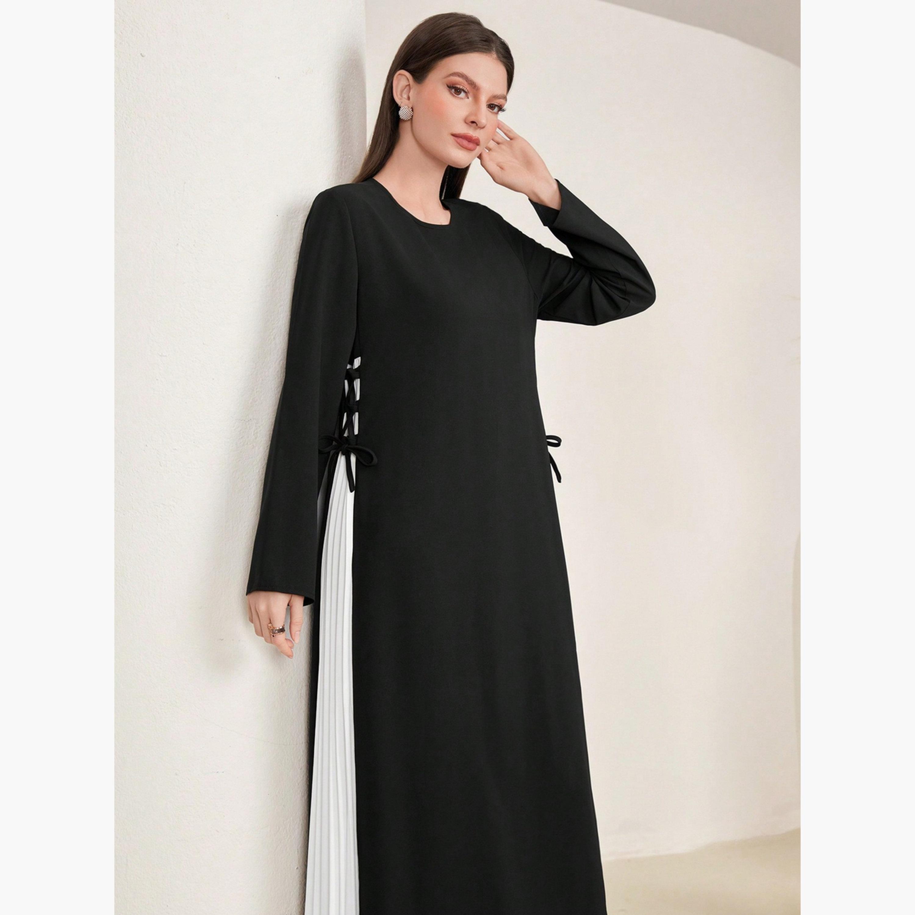 Take Two Women Color Block Pleated A-Line Jalabiya-women-arabicclothing-jalabiyas-image-5