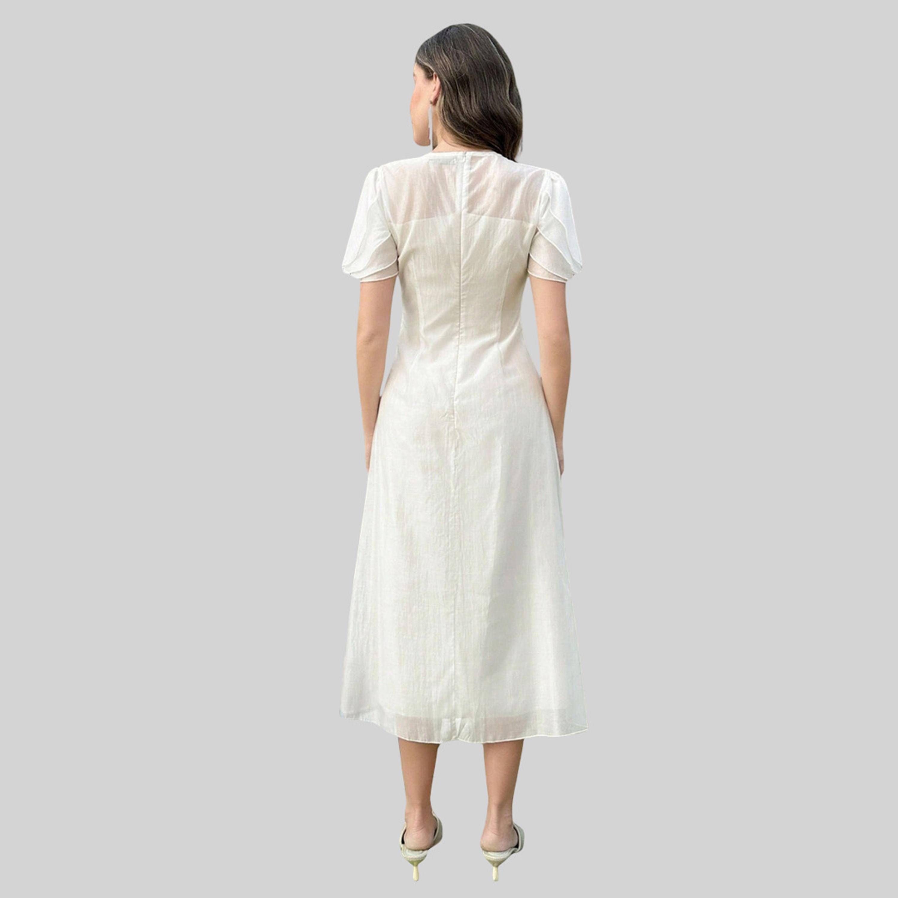 فستان ميدي أبيض بأكمام منفوخة-women-clothing-dresses-image-3
