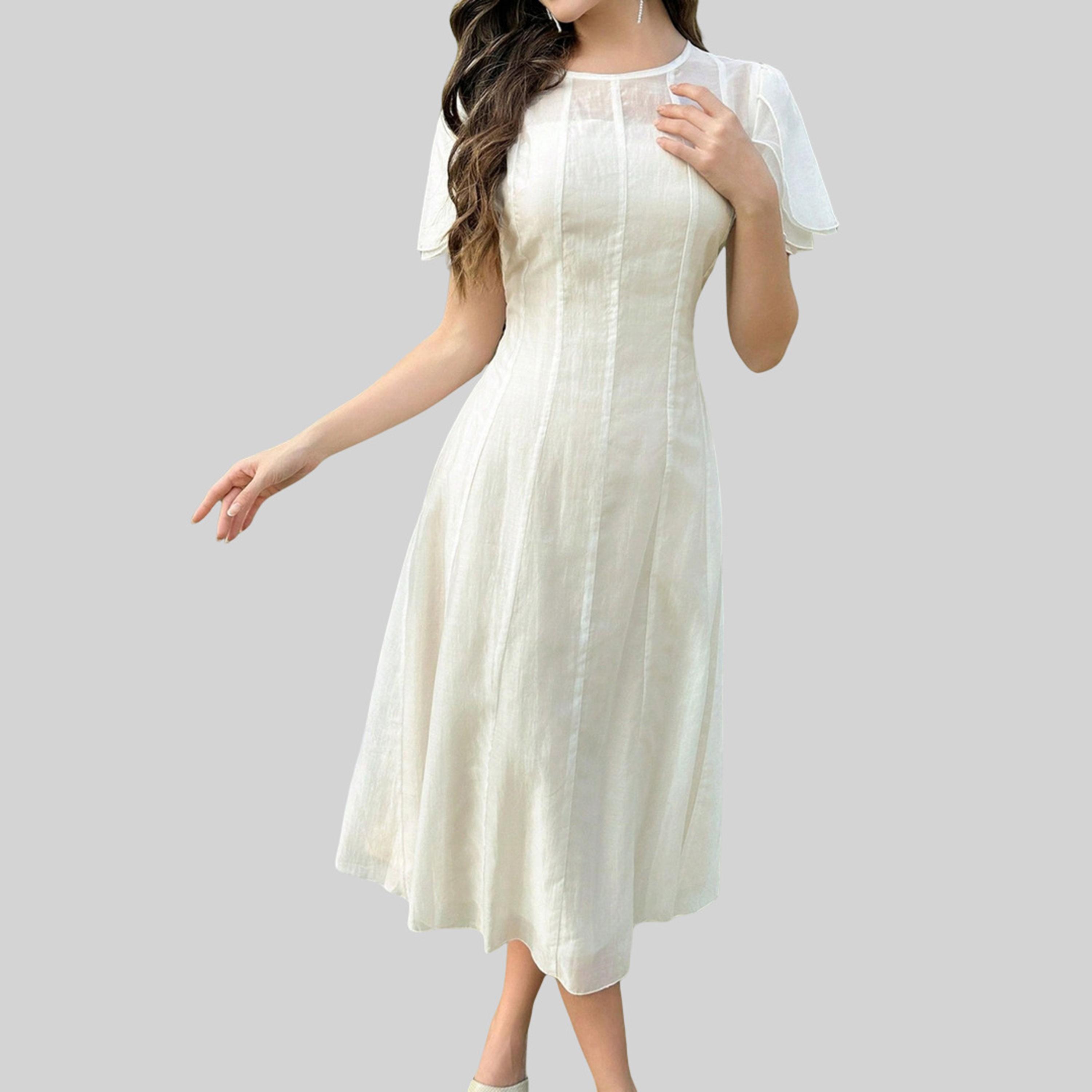 Take Two Women White Puff Sleeve Midi Dress-women-clothing-dresses-image-5