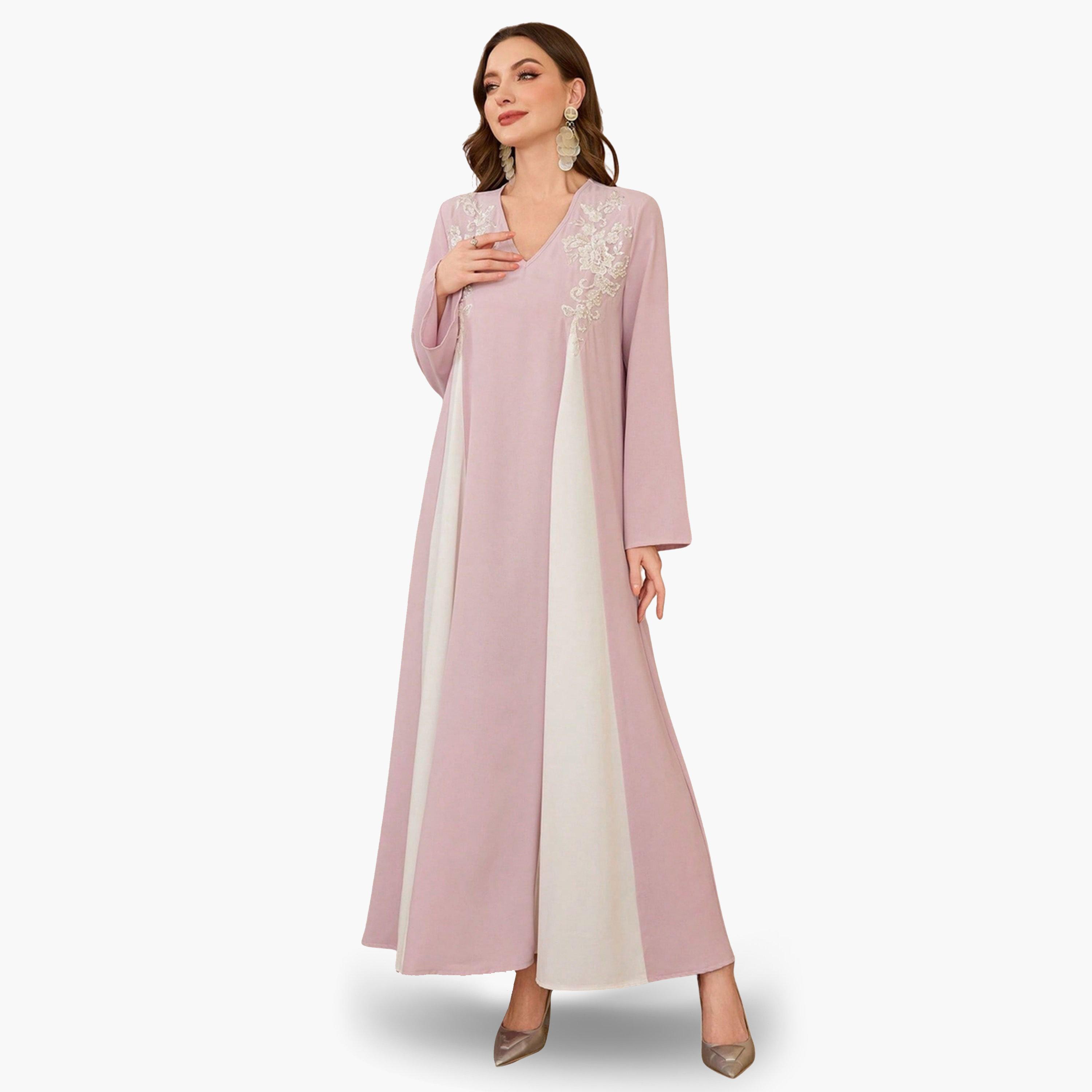 Take Two Women Pink Embroidered A-Line Jalabiya-women-arabicclothing-jalabiyas-image-2