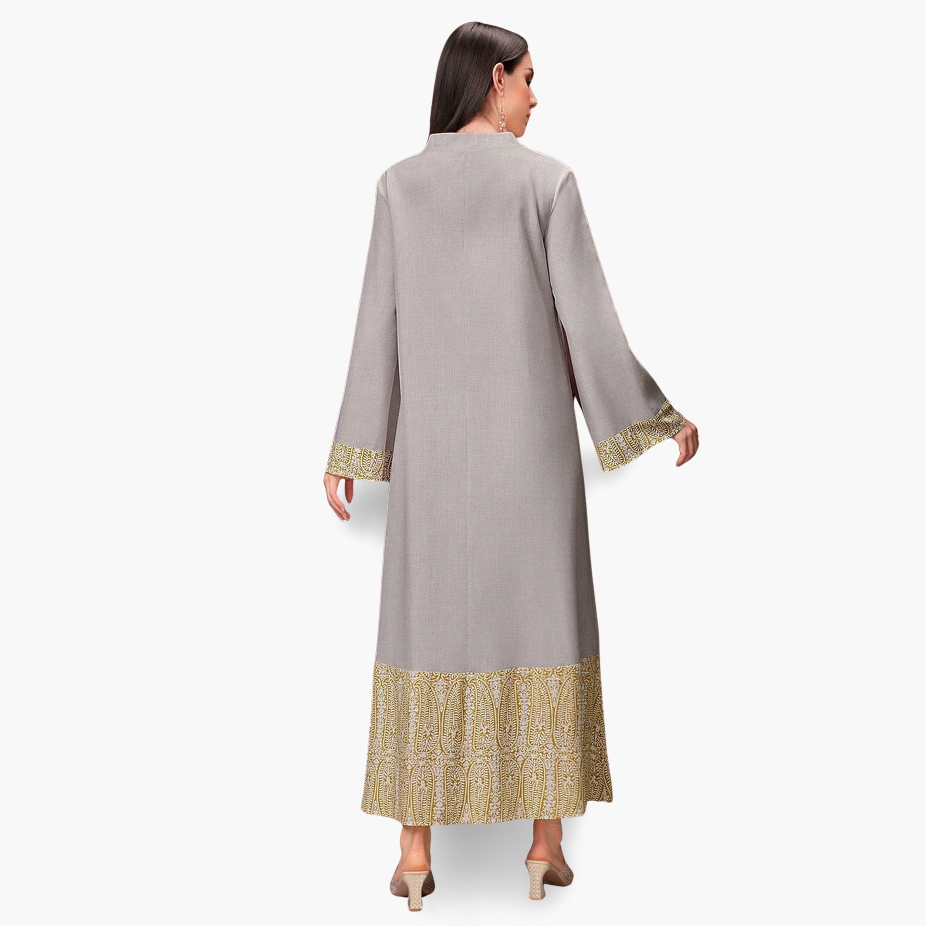 Take Two Women Grey Embroidered A-Line Jalabiya-women-arabicclothing-jalabiyas-image-6