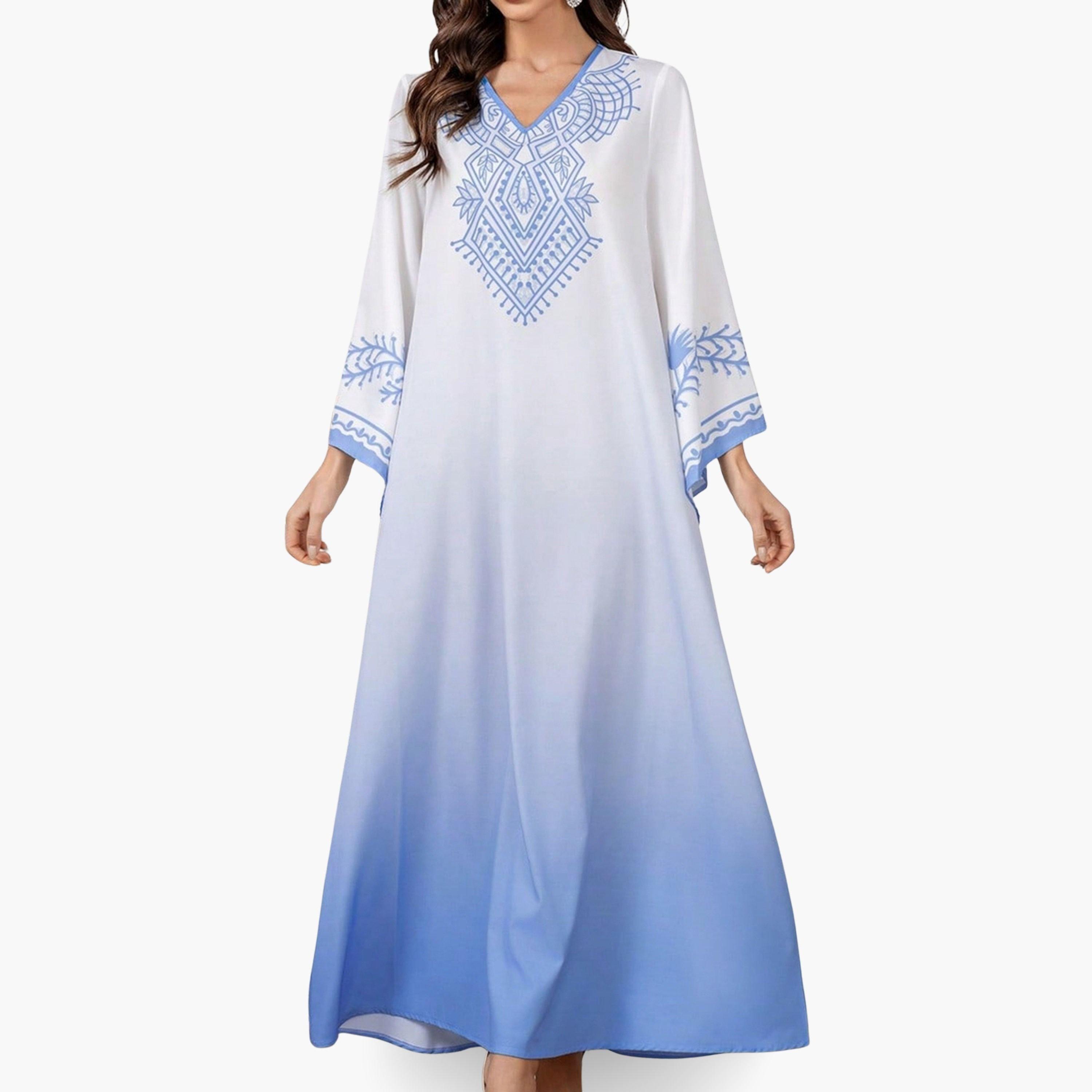 جلابية مطبوعة بأكمام جرس وقصة واسعة-women-arabicclothing-jalabiyas-image-4