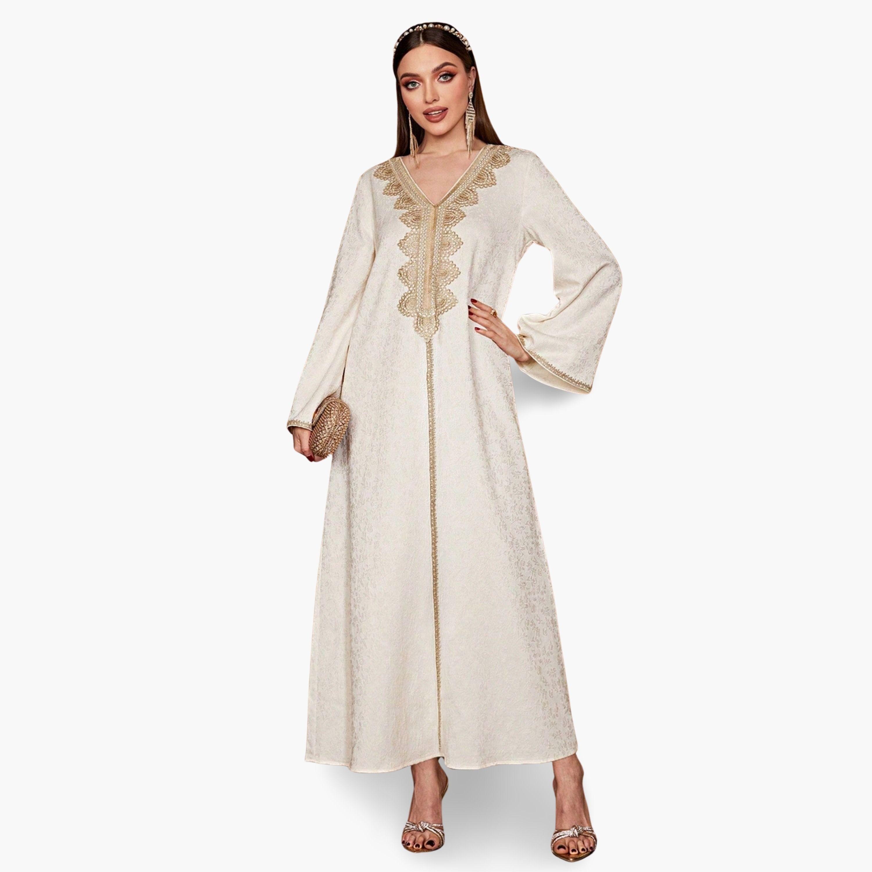 جلابية بيج بياقة سبعة وتطريز أمامي-women-arabicclothing-jalabiyas-image-3