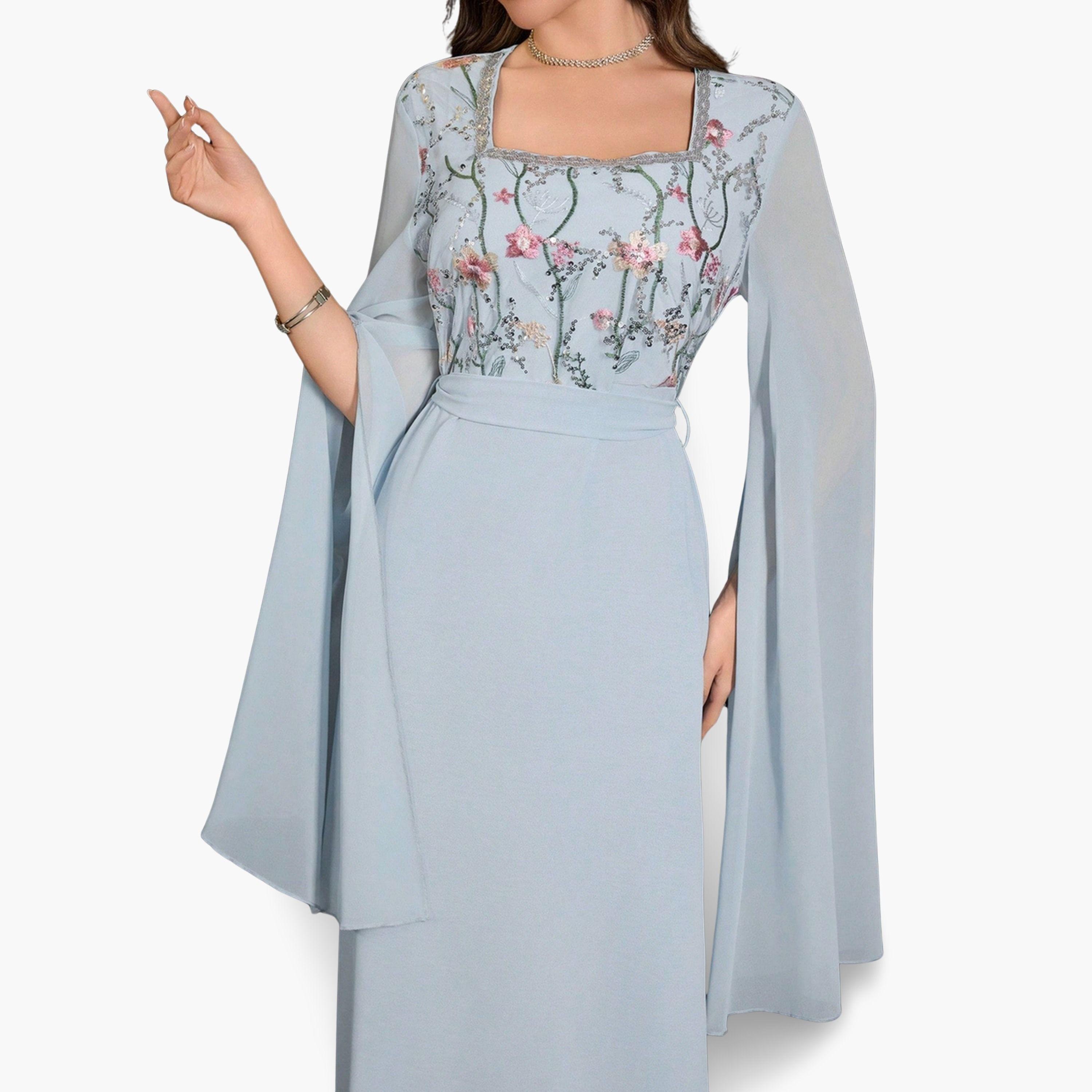 فستان ماكسي نسائي مطرز بنقشة زهور بلون أزرق-women-clothing-dresses-image-6