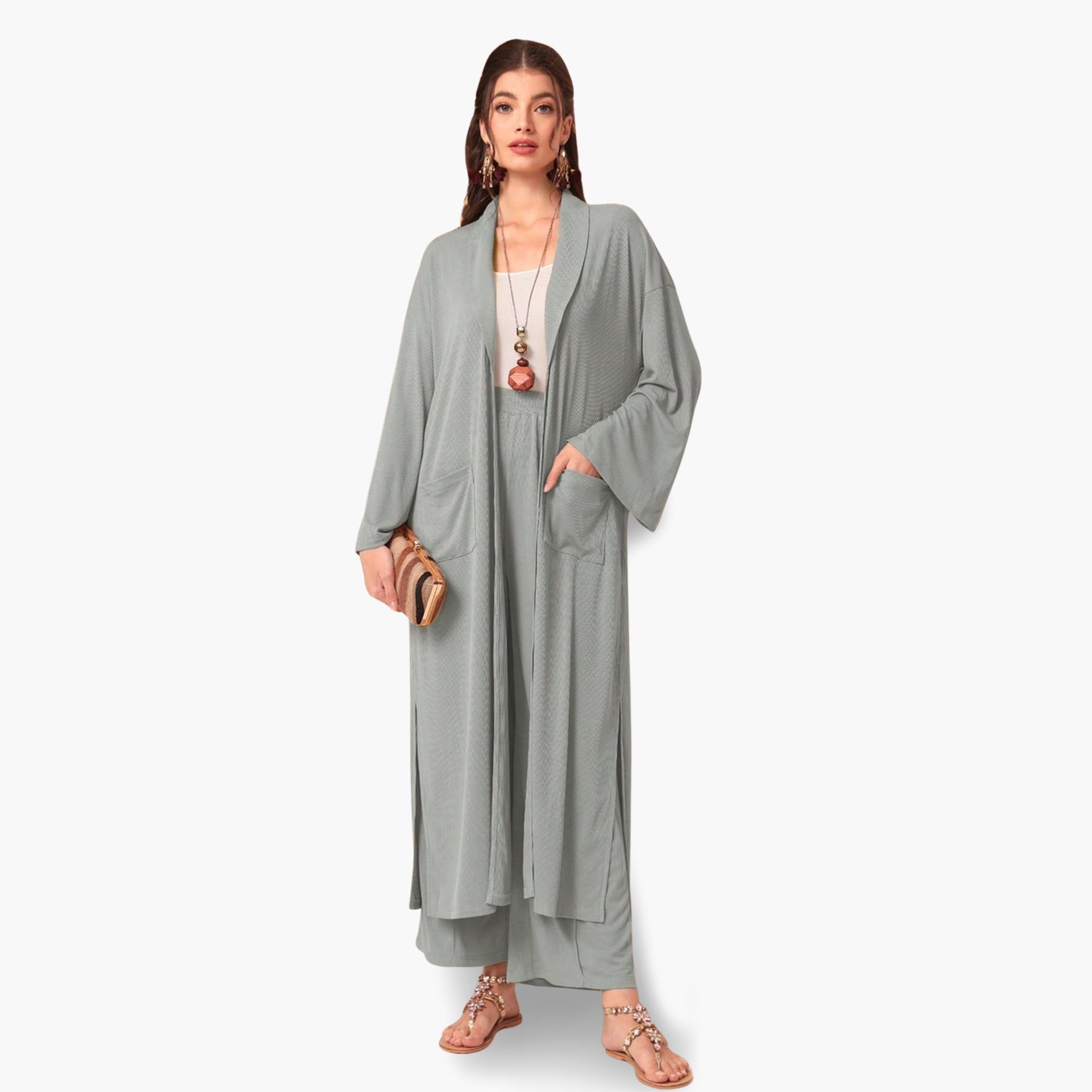 طقم منسق من كيمونو وبنطال بأرجل واسعة-women-clothing-coordsets-image-1