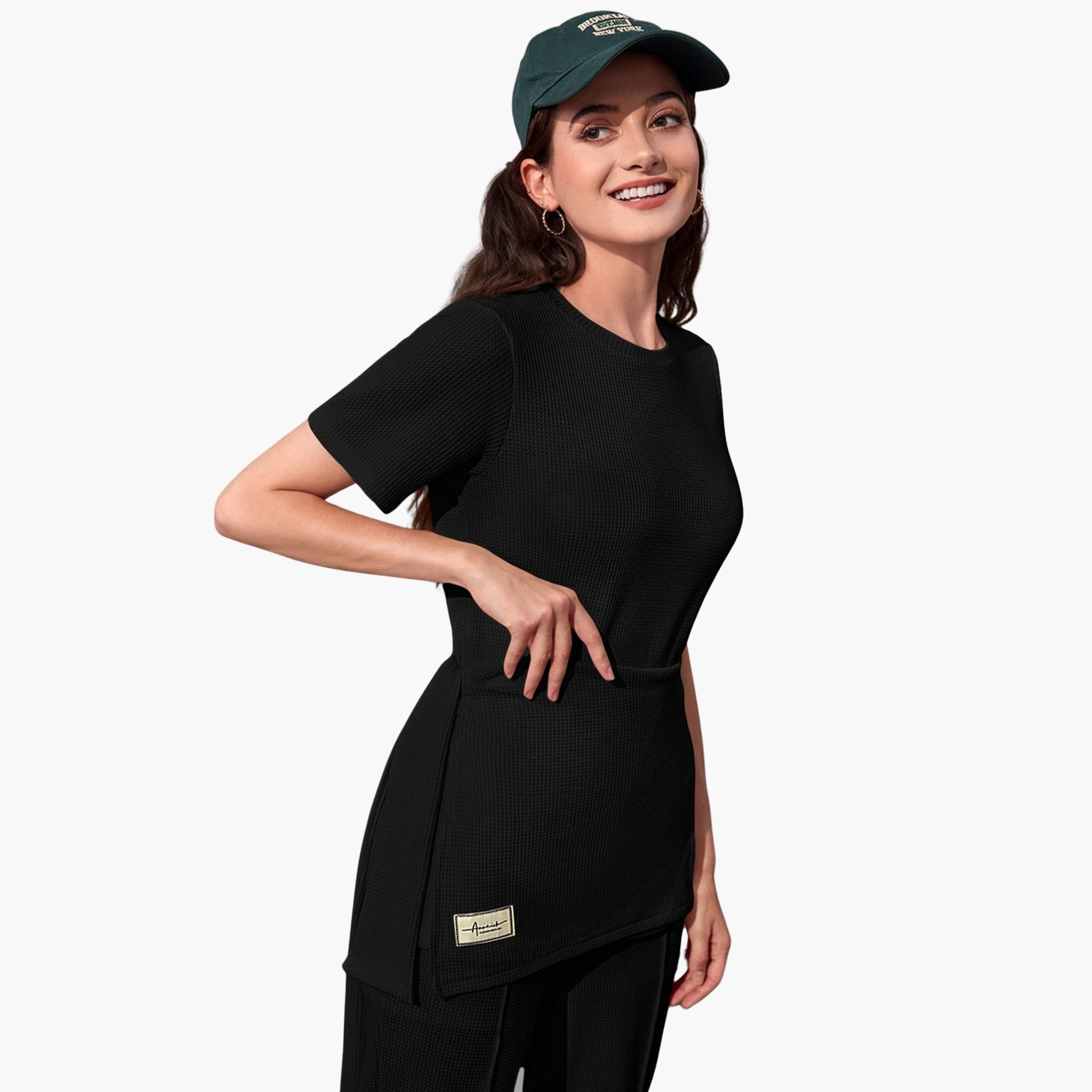 طقم منسق من بلوزة برباط خصر وبنطال-women-clothing-coordsets-image-2