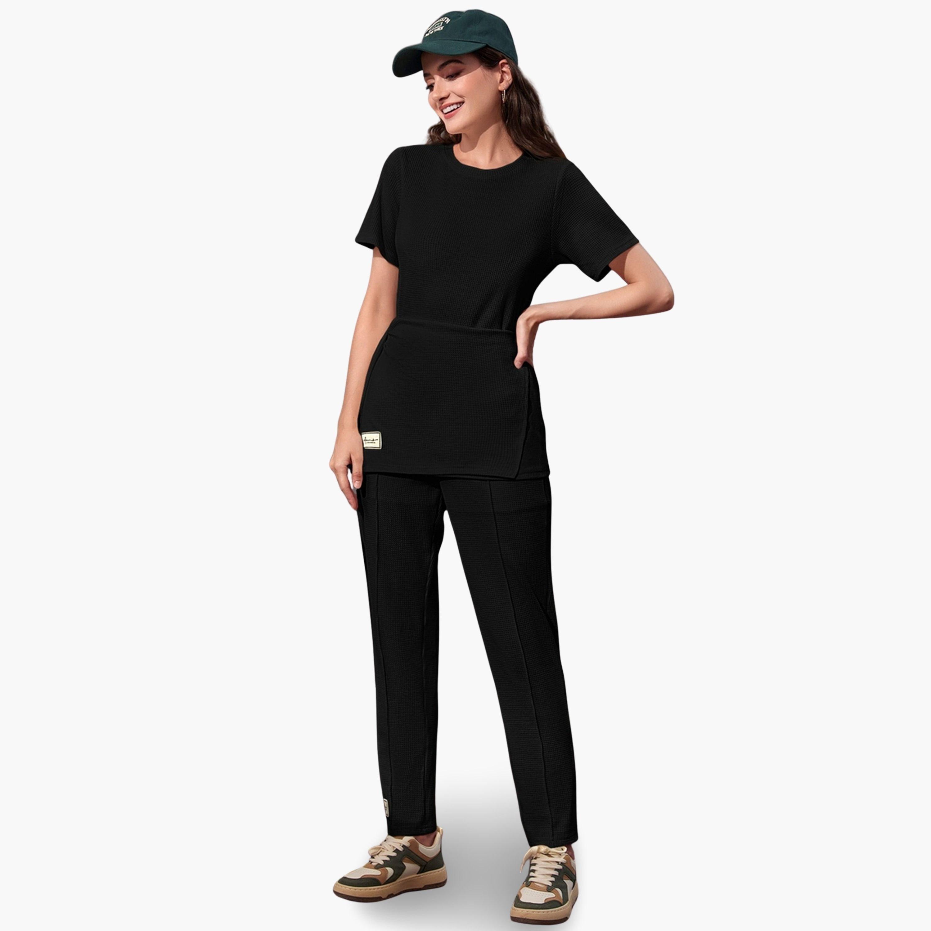 طقم منسق من بلوزة برباط خصر وبنطال-women-clothing-coordsets-image-5