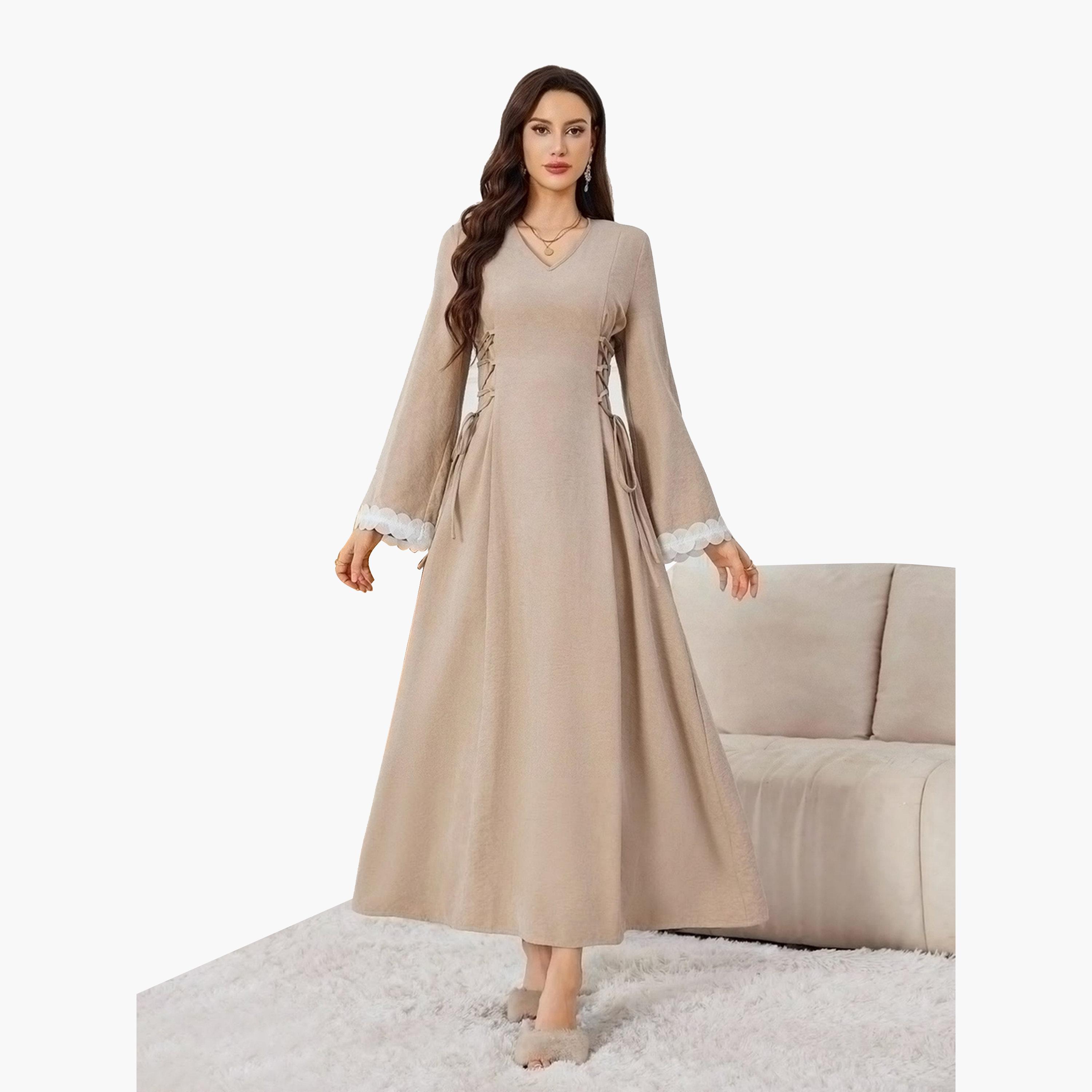 فستان طويل برباط خصر-women-clothing-dresses-image-1