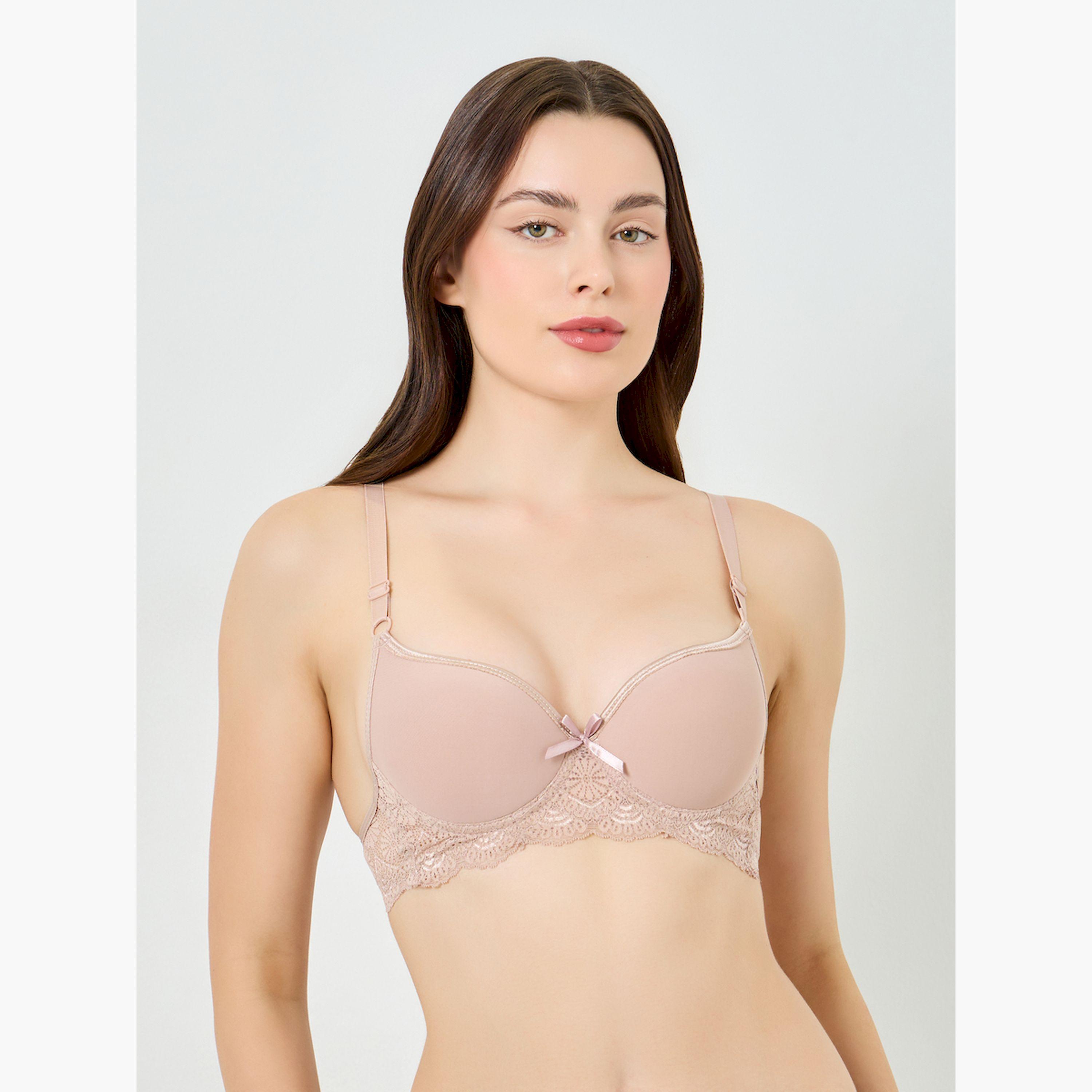 Styli Pack of 2 - Padded Wired Lace Band Detail Balconette Push-Up Bra-women-clothing-lingerie-bras-image-5