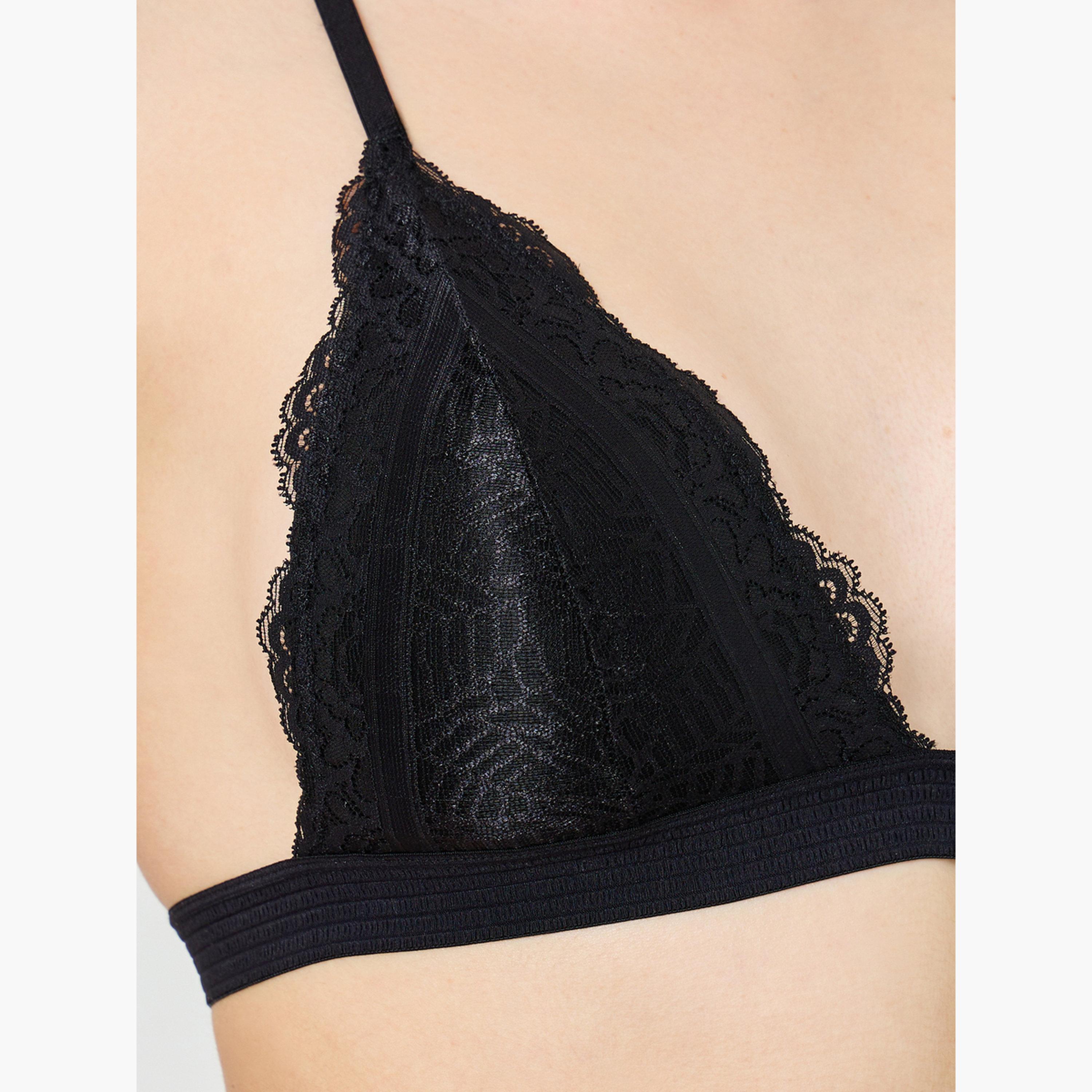 Styli Padded Non-Wired Lace Bralette with Metal Trim-women-clothing-lingerie-bras-image-2