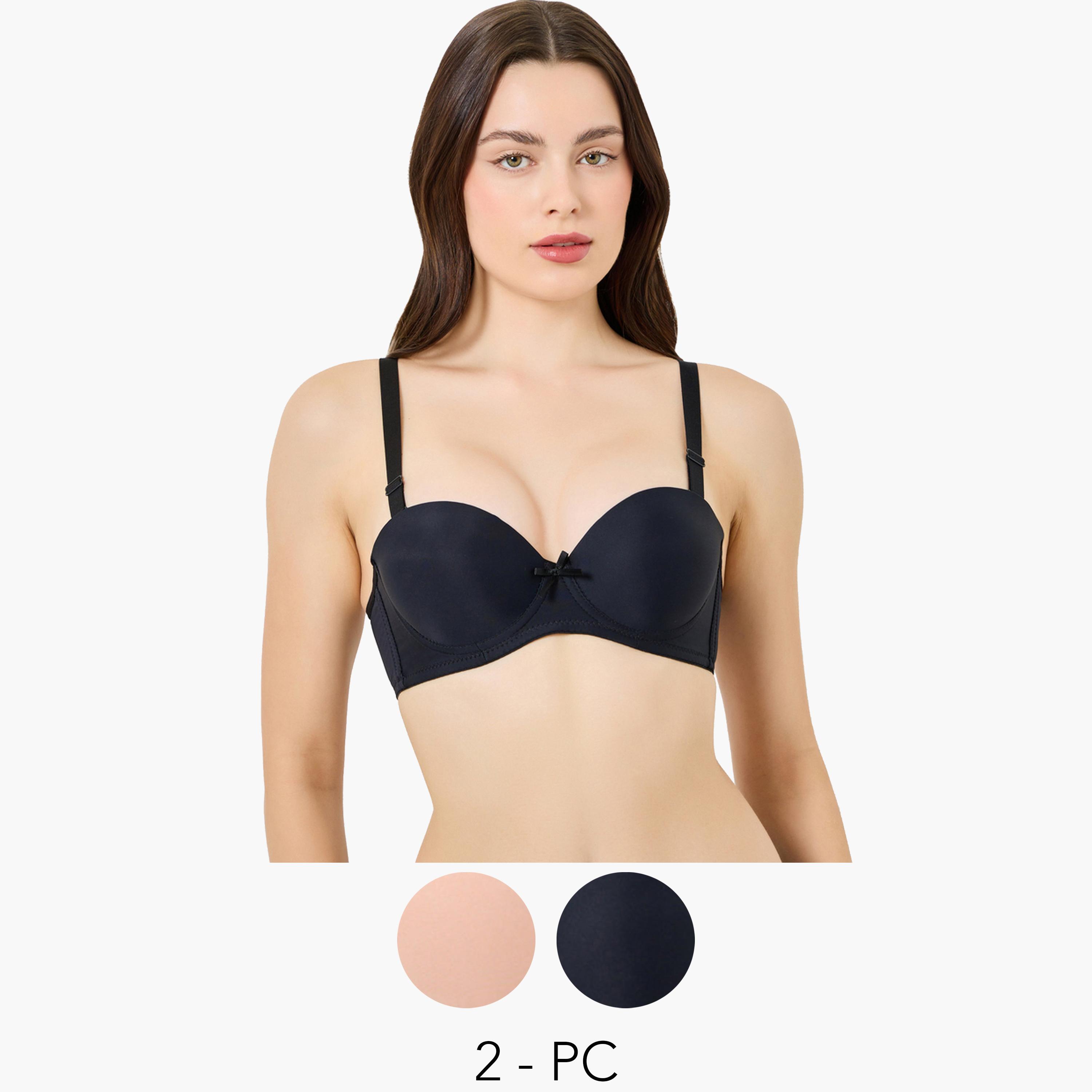 عبوة من قطعتين - حمالة صدر مبطنة بدون أسلاك بشريط عريض-women-clothing-lingerie-bras-image-1
