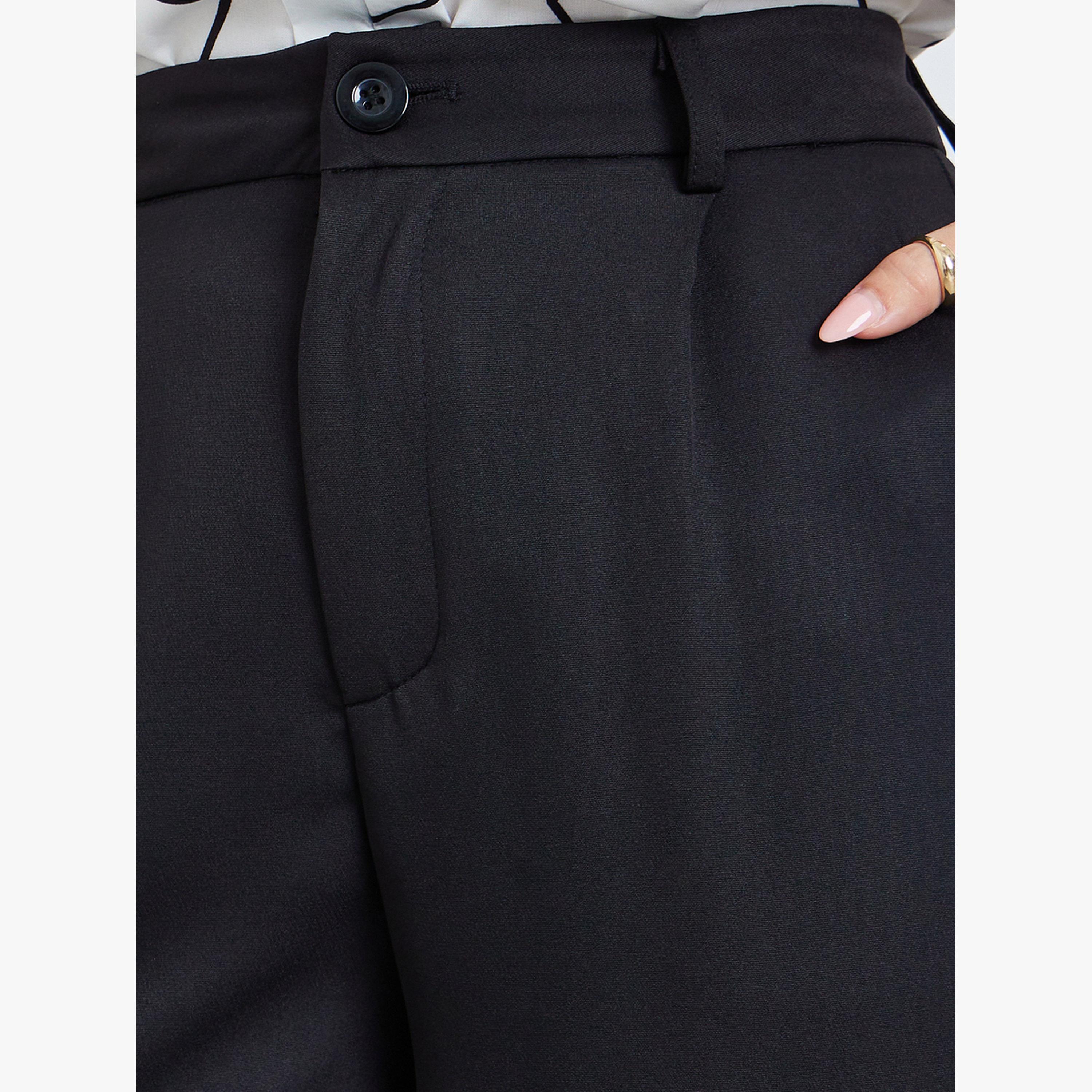 Take Two Black Solid Straight Leg Trousers-women-clothing-bottoms-trousers-image-3