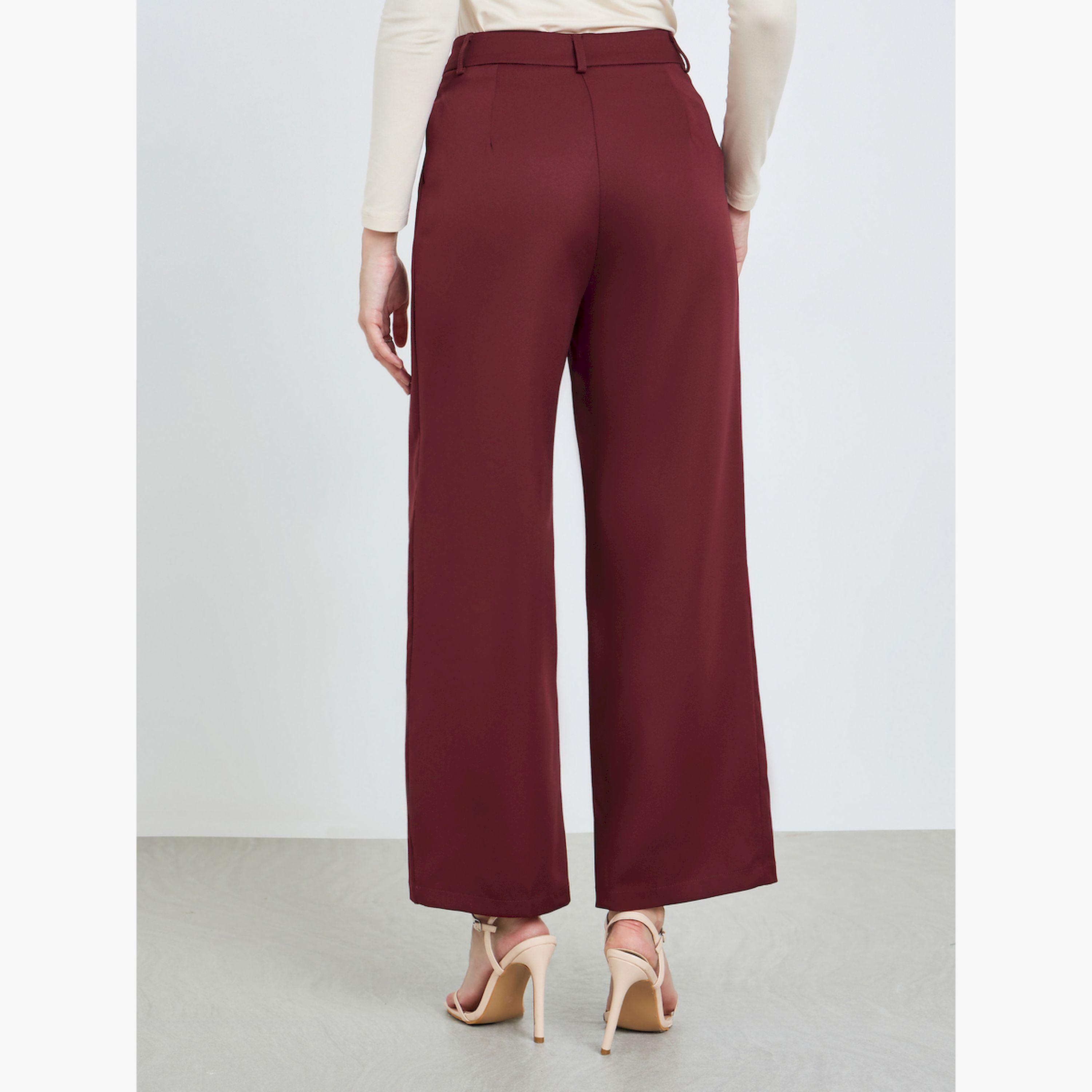 بنطال عنابي خصر عالي وأرجل مستقيمة-women-clothing-bottoms-trousers-image-4