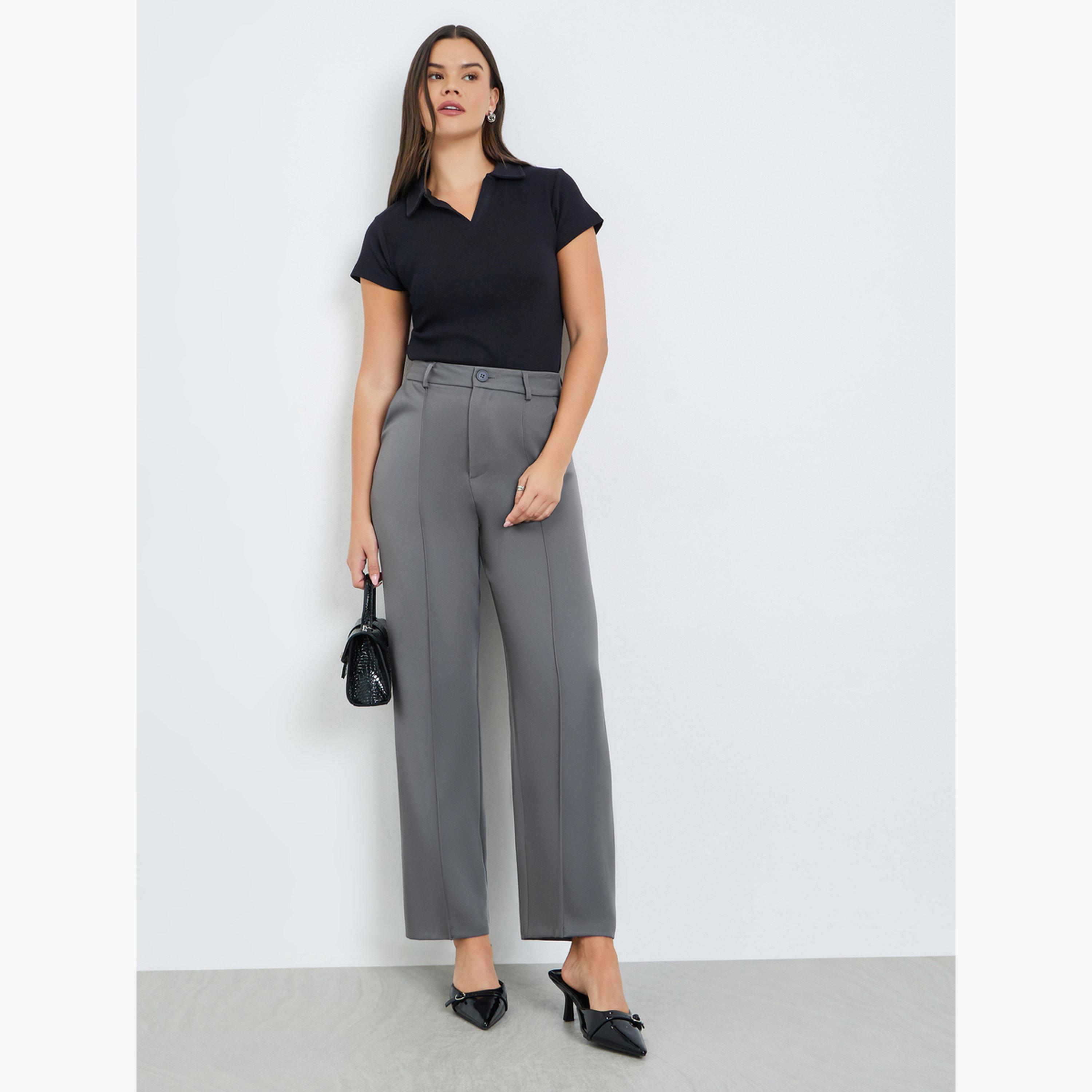 بنطال رمادي سادة بقصة مستقيمة-women-clothing-bottoms-trousers-image-2