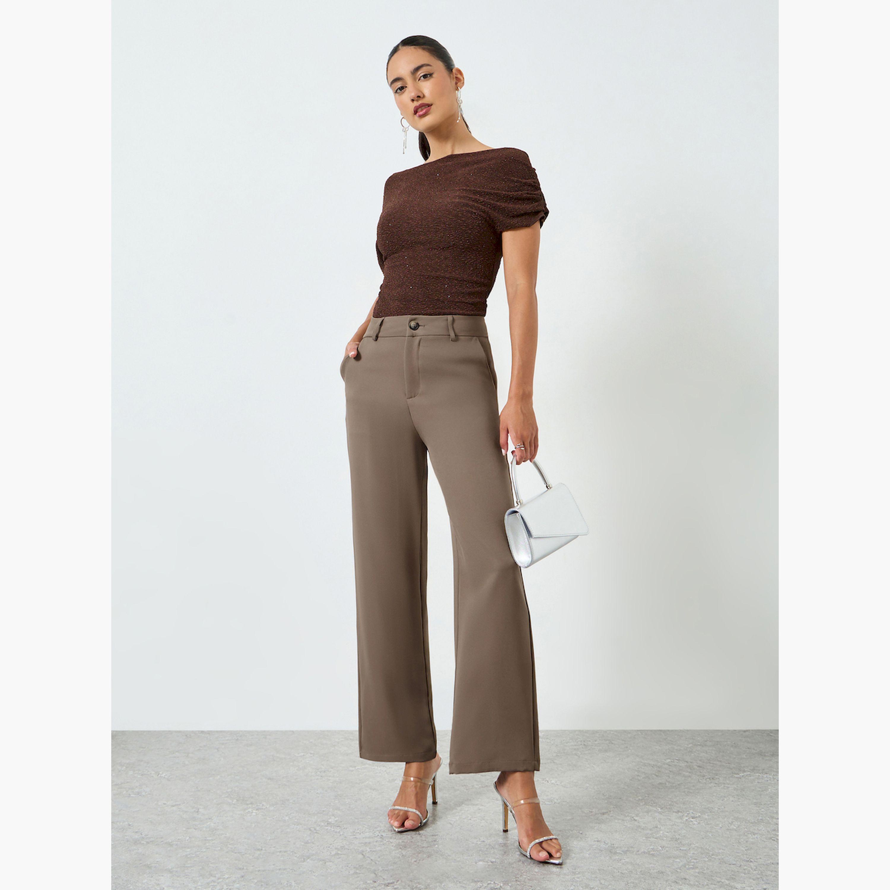 Take Two Tan High Rise Straight Leg Pants-women-clothing-bottoms-trousers-image-2