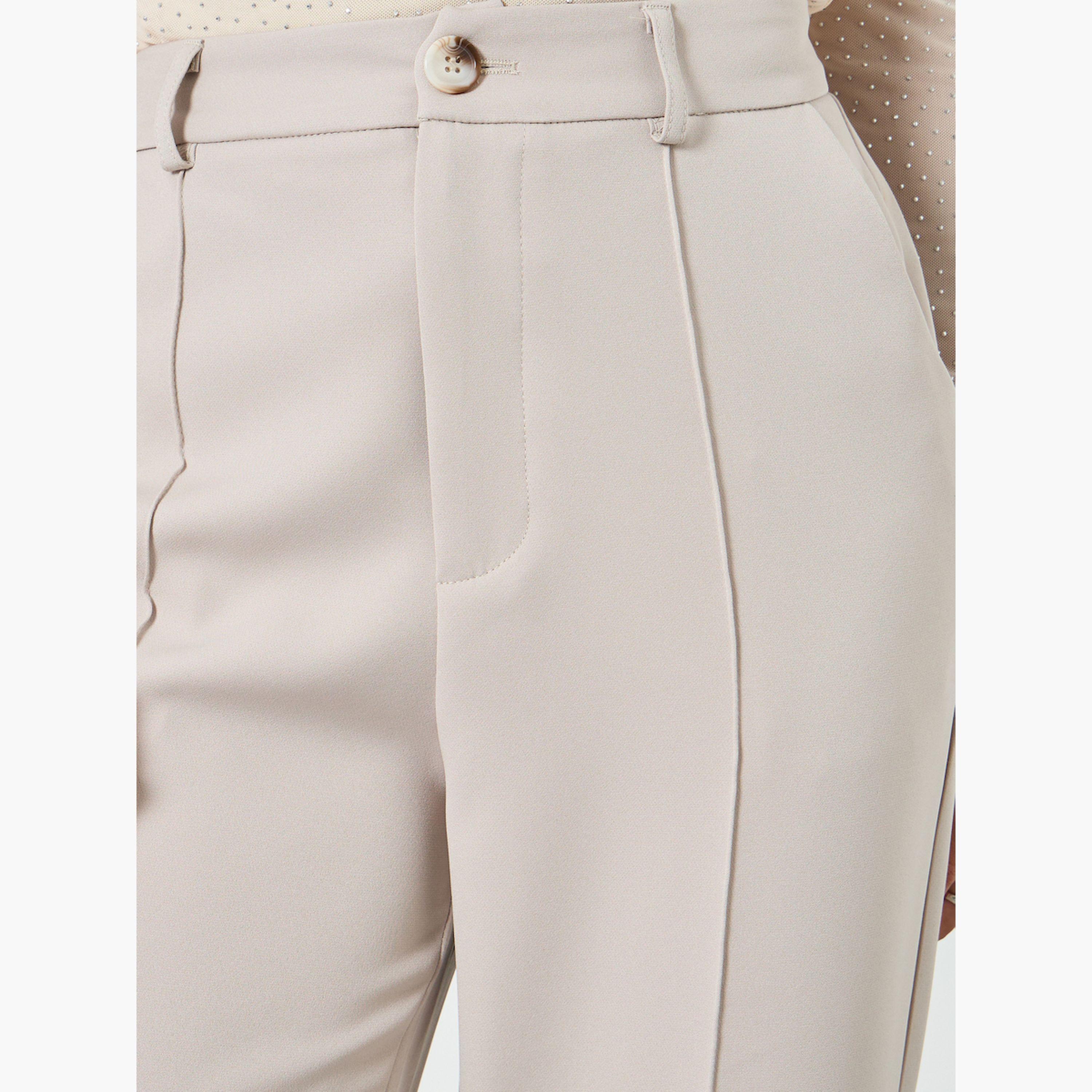 بنطال بيج بأرجل مستقيمة وتفاصيل محزوزة-women-clothing-bottoms-trousers-image-3