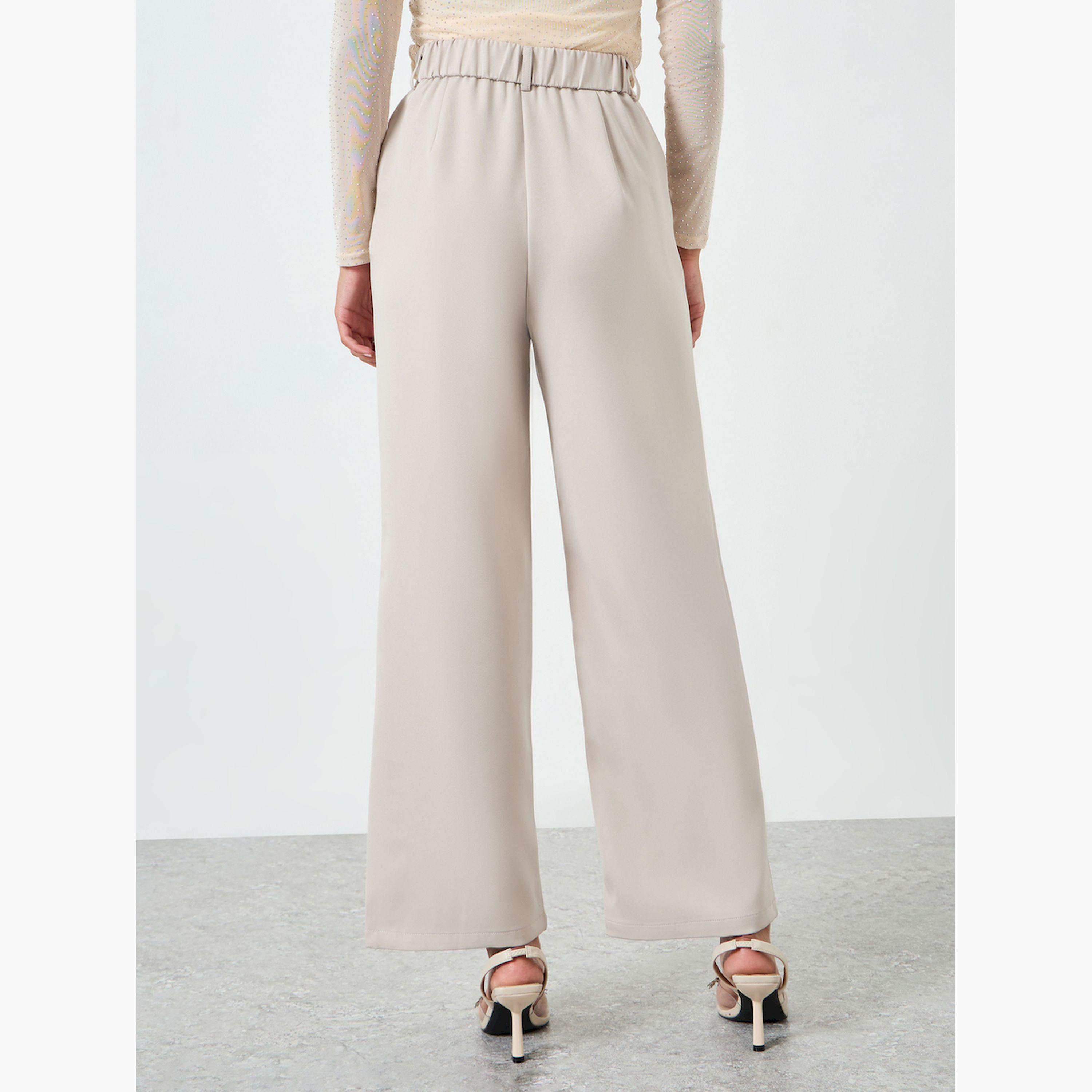 بنطال بيج بأرجل مستقيمة وتفاصيل محزوزة-women-clothing-bottoms-trousers-image-4